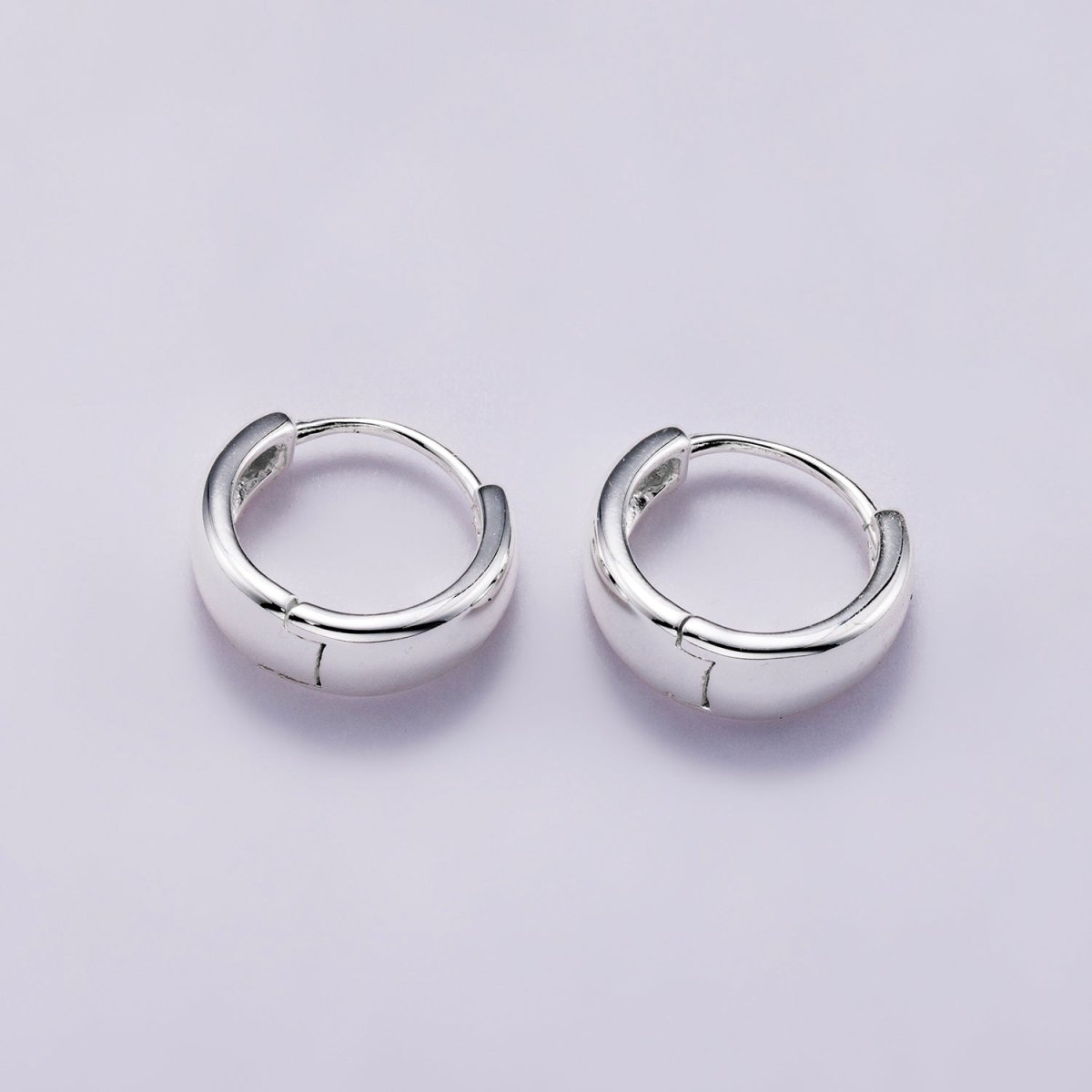 S925 Sterling Silver 12.5mm Minimalist Chubby Huggies Cartilage Earrings | SL - 00652 - DLUXCA