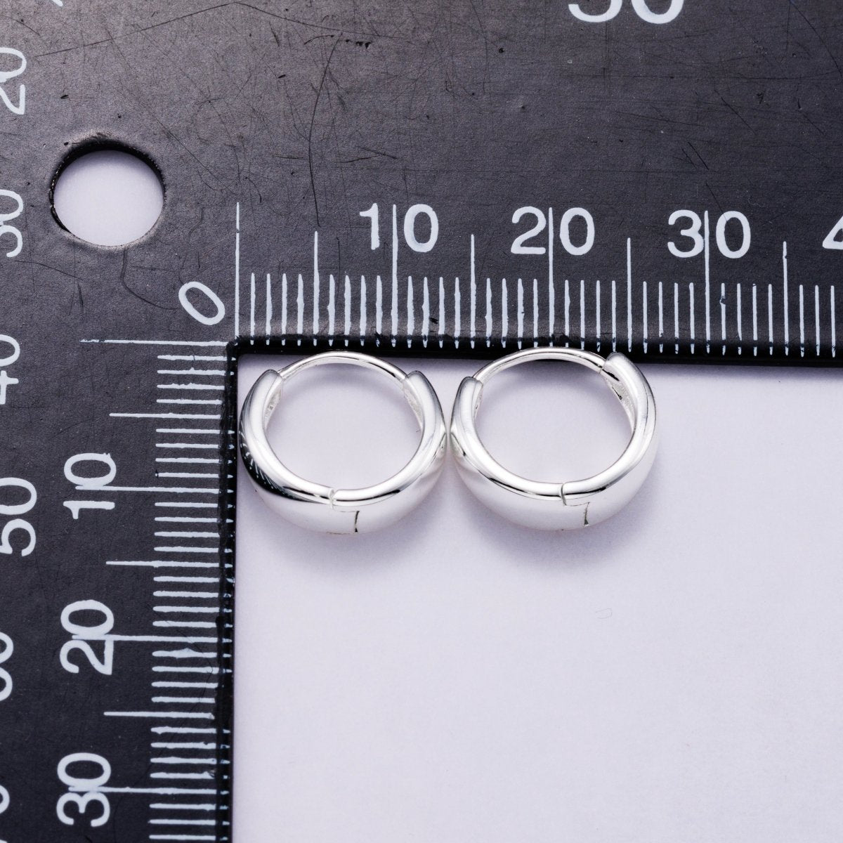 S925 Sterling Silver 12.5mm Minimalist Chubby Huggies Cartilage Earrings | SL - 00652 - DLUXCA