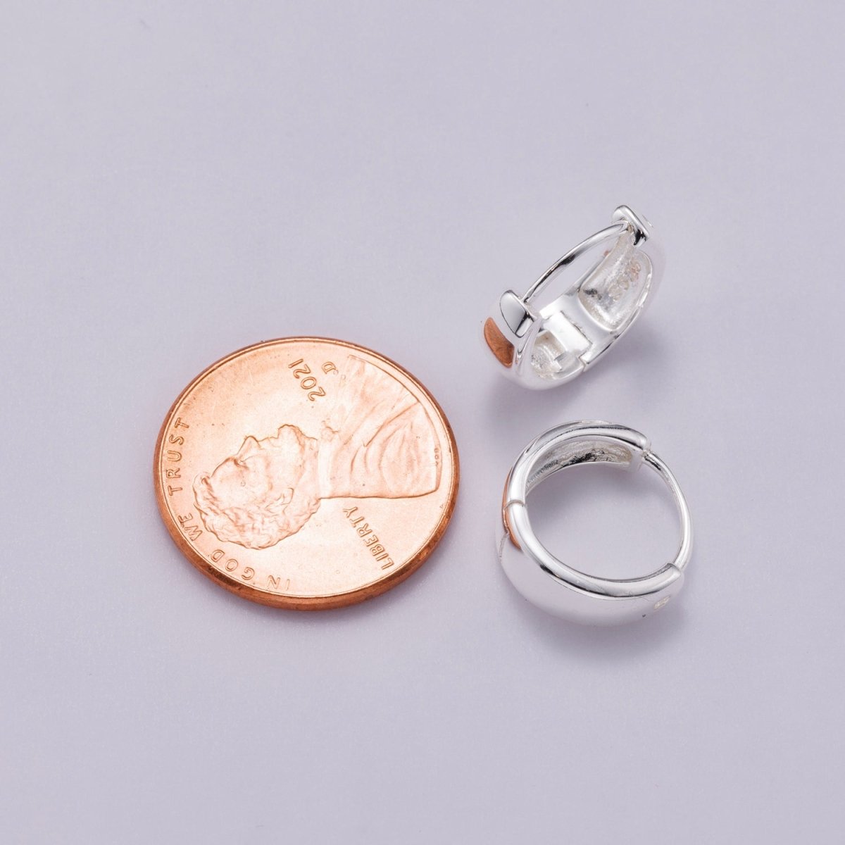 S925 Sterling Silver 12.5mm Minimalist Chubby Huggies Cartilage Earrings | SL - 00652 - DLUXCA