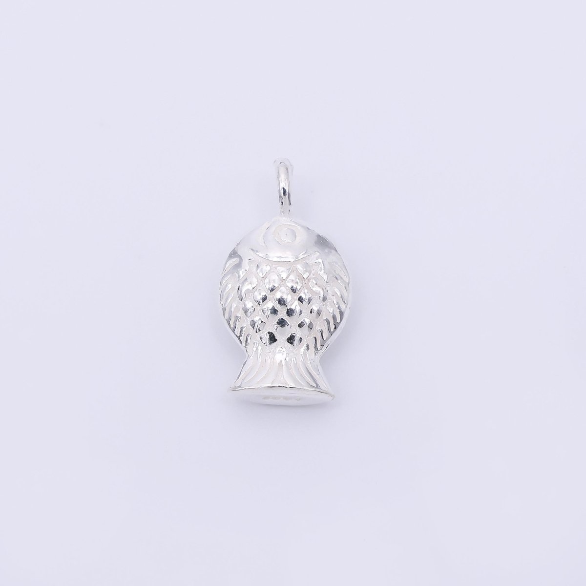 S925 Sterling Silver 12mm Mini Textured Fish Drop Pendant | SL - 687 - DLUXCA