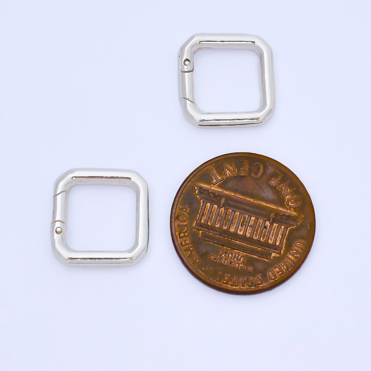 S925 Sterling Silver 13mm Square - Shaped Push Gate Clasp Closure Finding | SL - 694 - DLUXCA