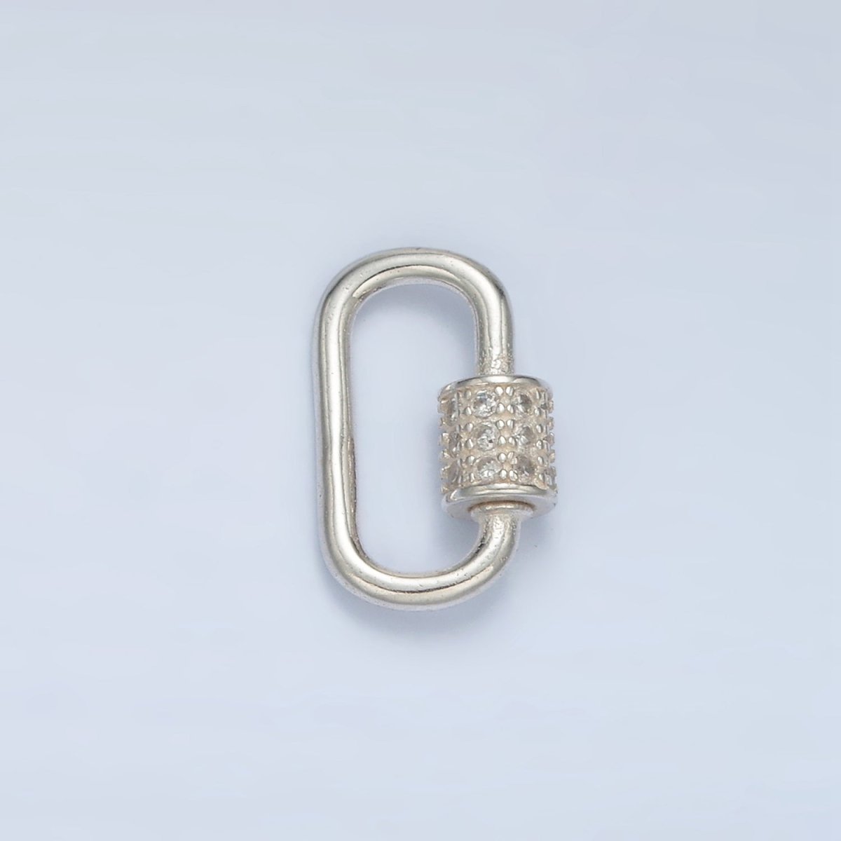 S925 Sterling Silver 15mm Micro Paved CZ Carabiner Findings | SL - 509 - DLUXCA