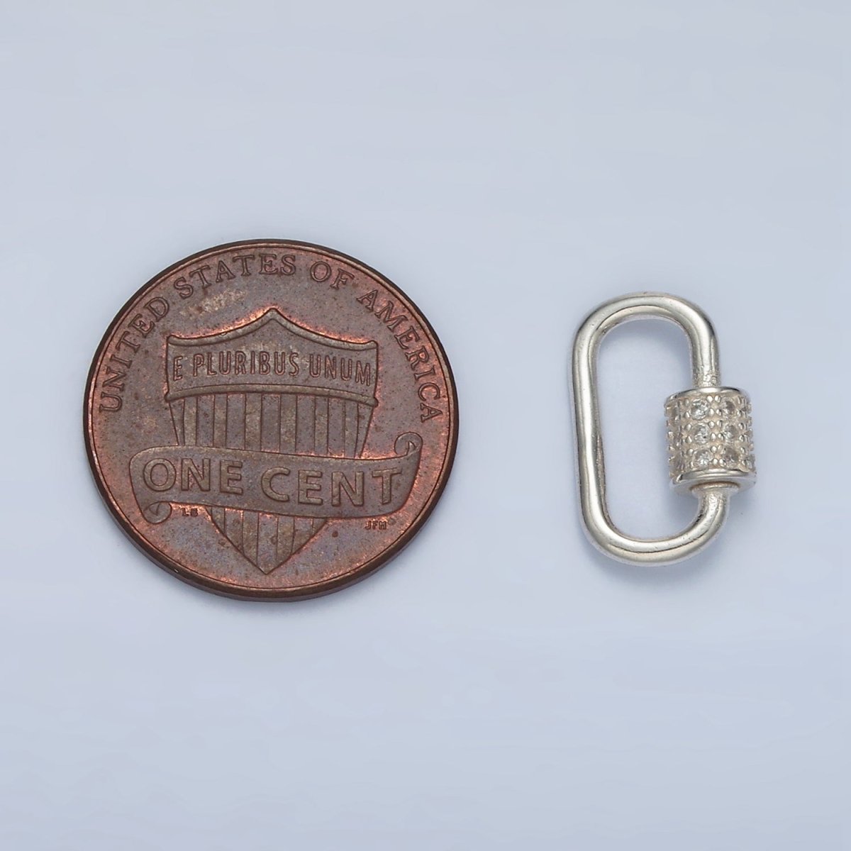 S925 Sterling Silver 15mm Micro Paved CZ Carabiner Findings | SL - 509 - DLUXCA