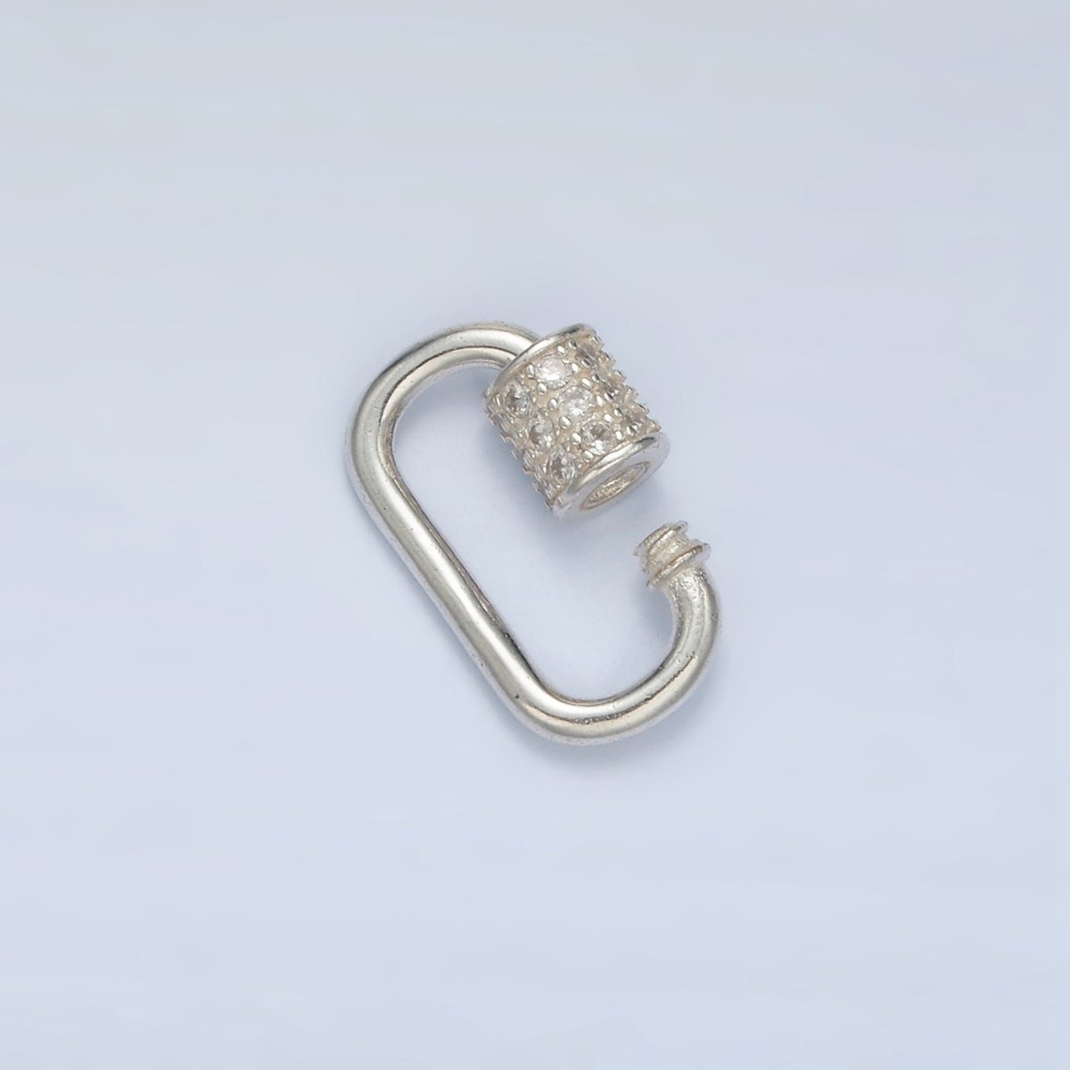 S925 Sterling Silver 15mm Micro Paved CZ Carabiner Findings | SL - 509 - DLUXCA