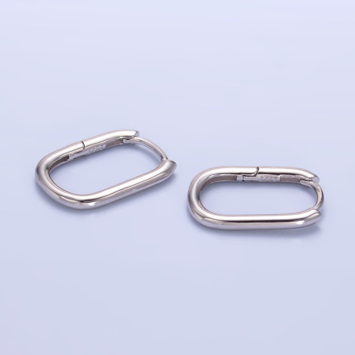 S925 Sterling Silver 15mm Minimalist Oblong Huggie Hoop Earrings | SL - 549 - DLUXCA