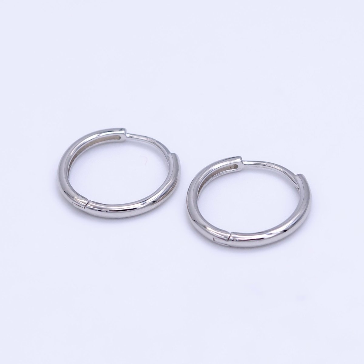 S925 Sterling Silver 16mm Minimalist Huggie Earrings | SL-495 - DLUXCA