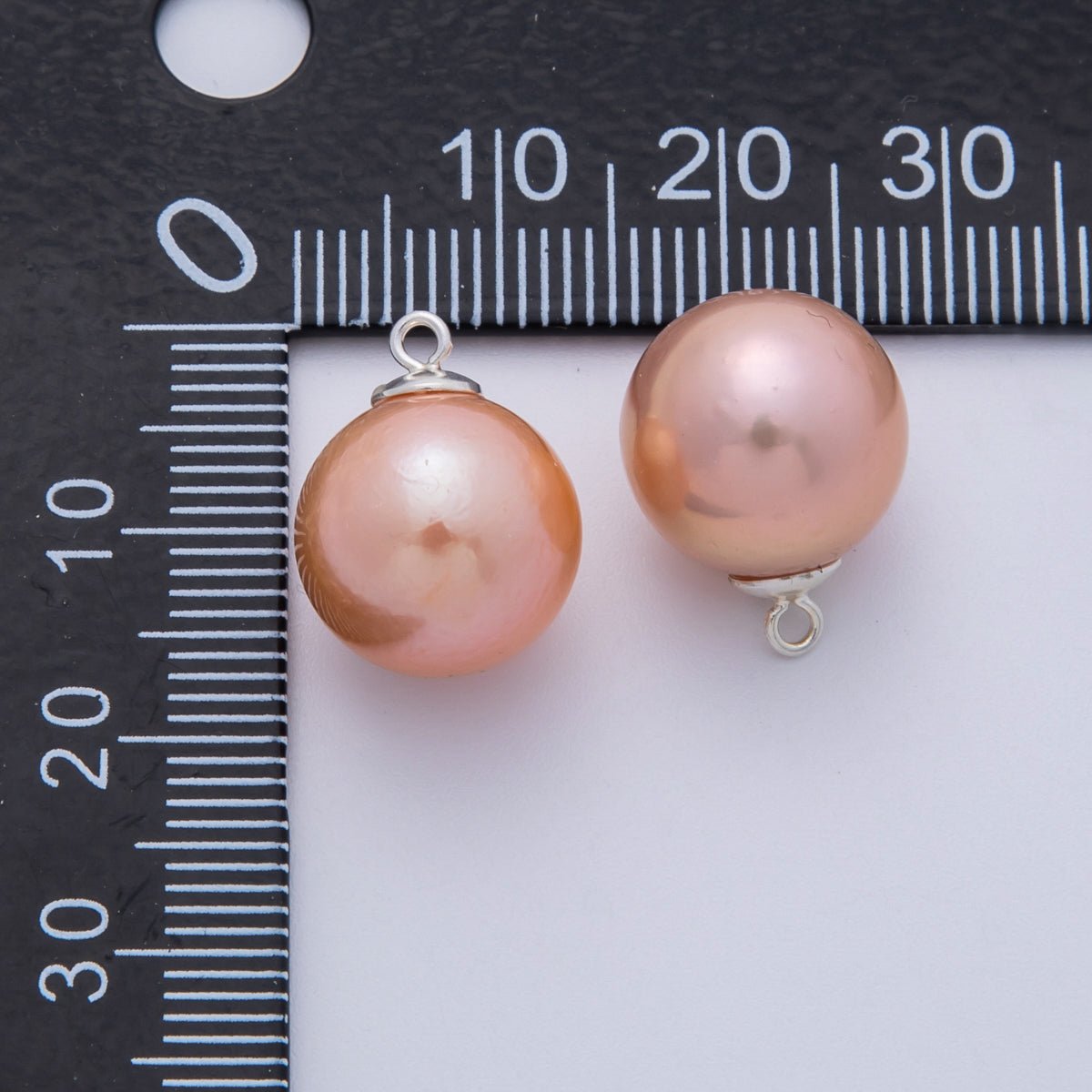 S925 Sterling Silver 16mm Pink, Purple Round Shell Pearl Charm | SL - 708 SL - 709 - DLUXCA