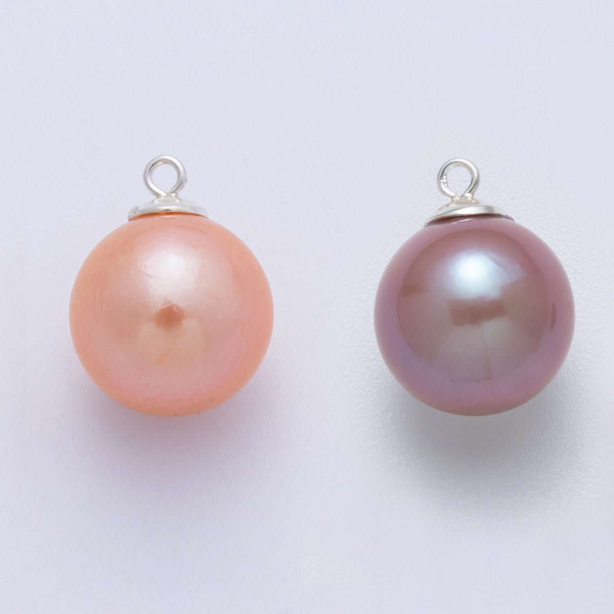 S925 Sterling Silver 16mm Pink, Purple Round Shell Pearl Charm | SL - 708 SL - 709 - DLUXCA