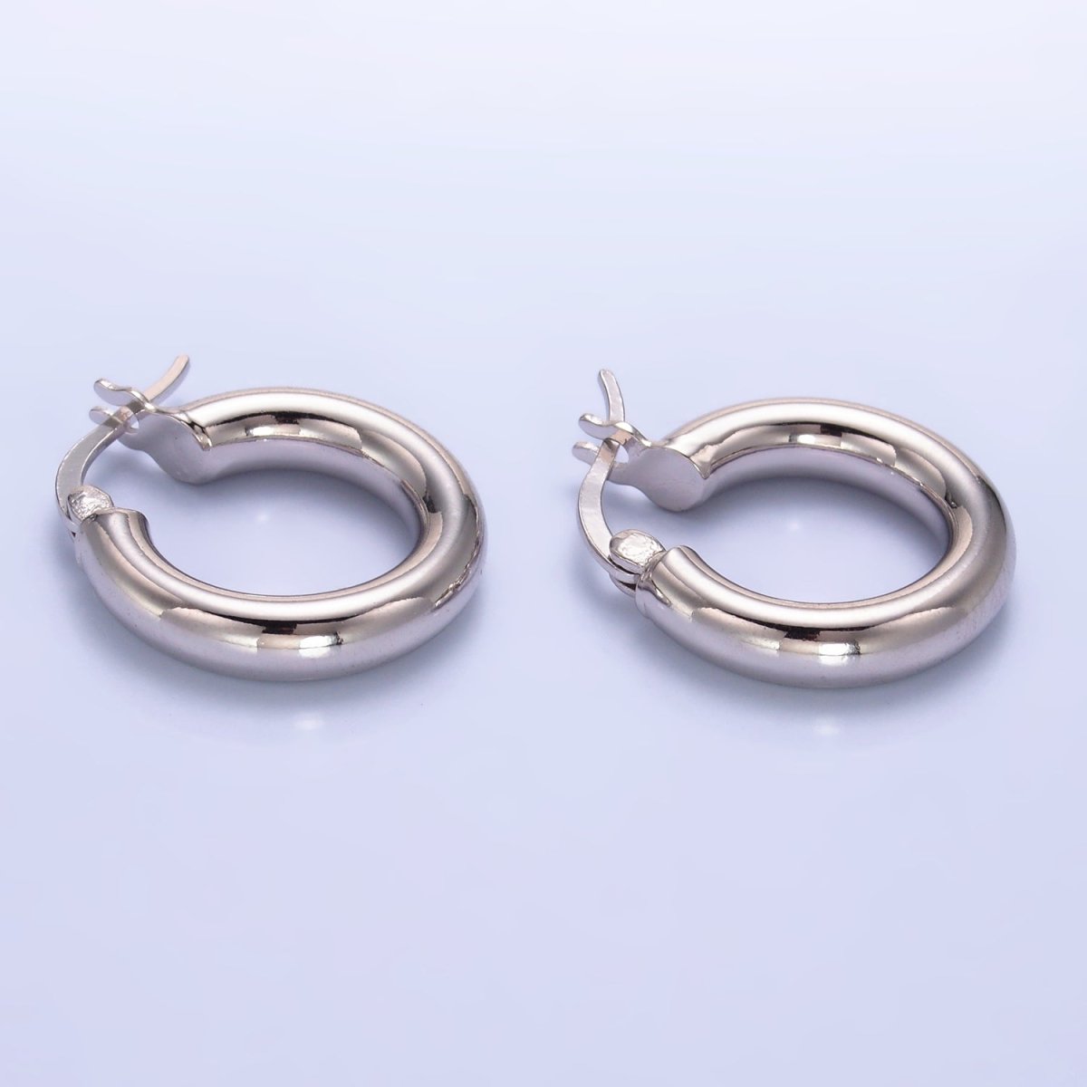 S925 Sterling Silver 20mm Minimalist Chubby Latch Hoop Earrings | SL - 559 - DLUXCA