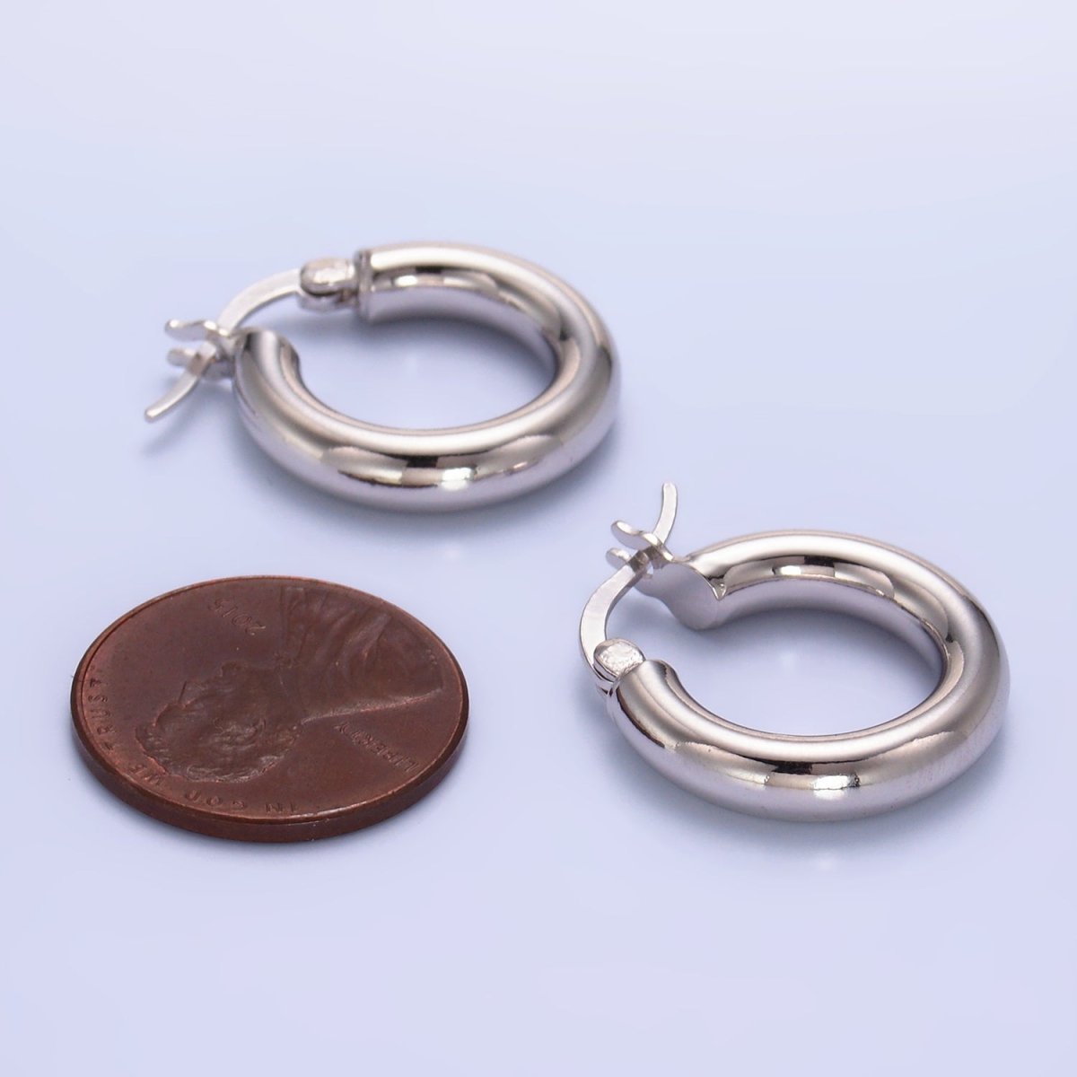 S925 Sterling Silver 20mm Minimalist Chubby Latch Hoop Earrings | SL - 559 - DLUXCA