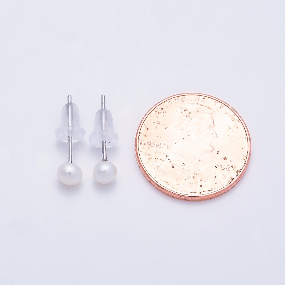 S925 Sterling Silver 4mm Shell Pearl Round Stud Earrings | Earrings-00696 - DLUXCA