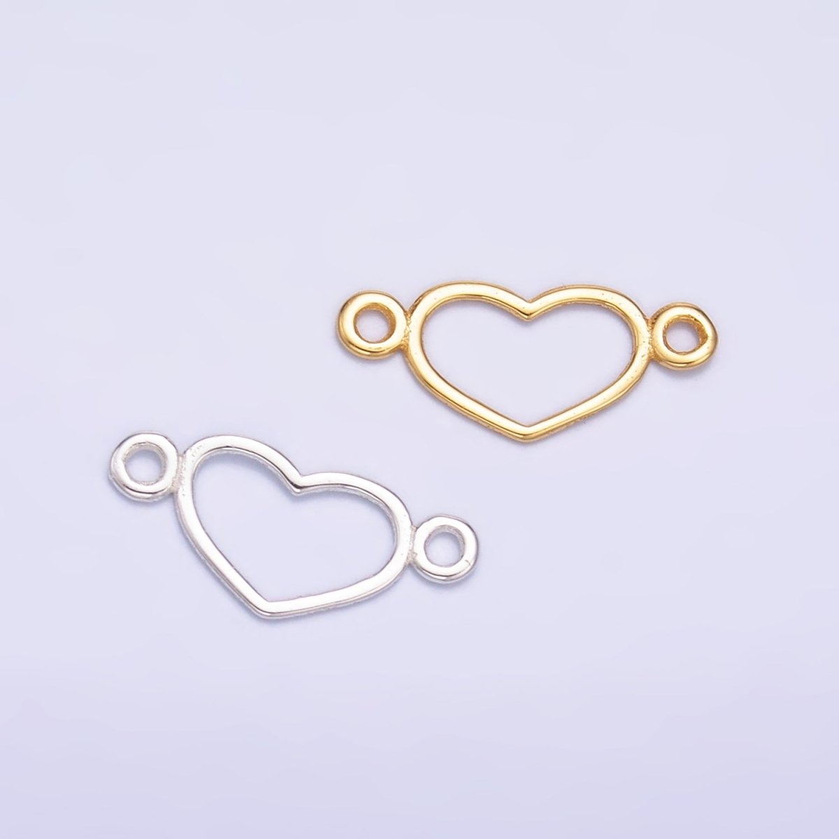 S925 Sterling Silver 5.5mm Open Heart Connector in Gold & Silver | SL - 614 - DLUXCA