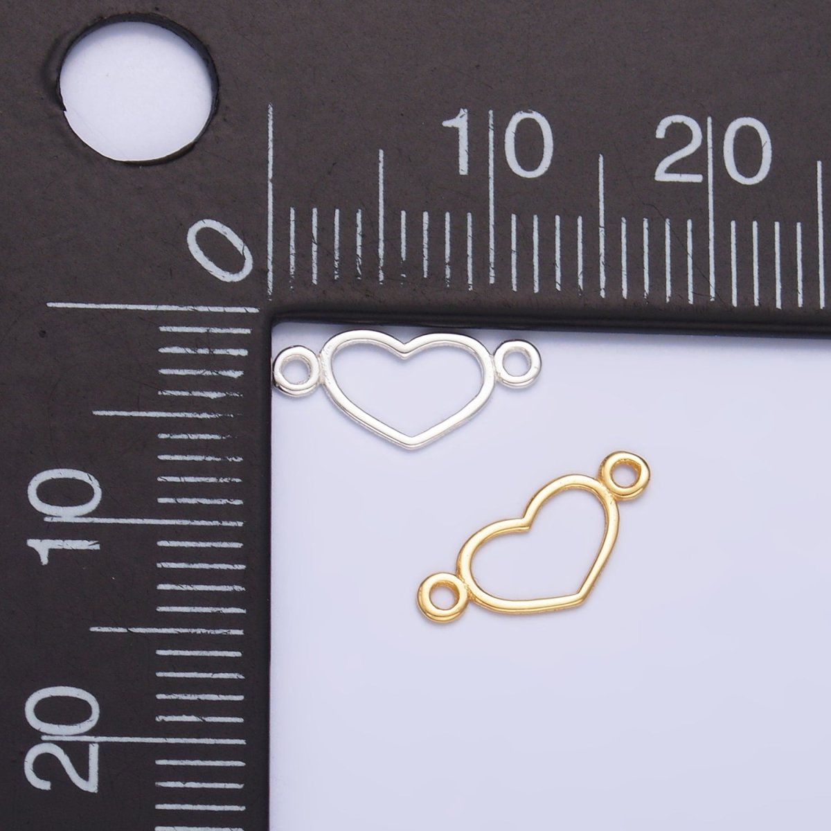 S925 Sterling Silver 5.5mm Open Heart Connector in Gold & Silver | SL - 614 - DLUXCA