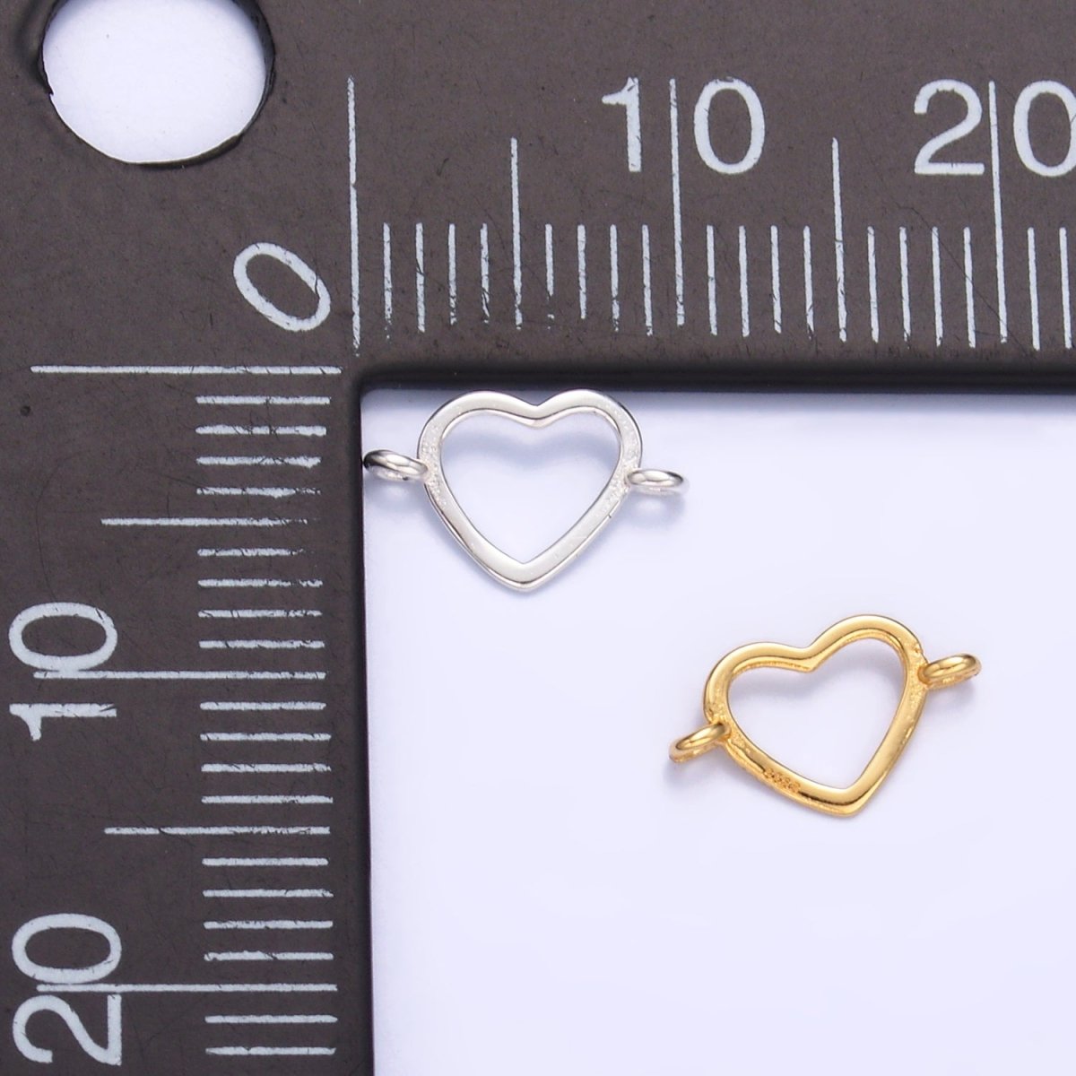 S925 Sterling Silver 7mm Open Heart Connector in Gold & Silver | SL - 619 - DLUXCA