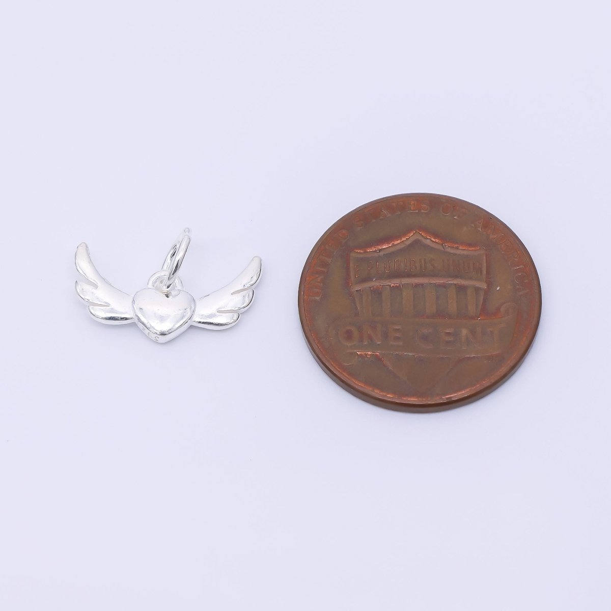 S925 Sterling Silver 8mm Angel Wing Heart Mini Multidimensional Charm | SL - 689 - DLUXCA