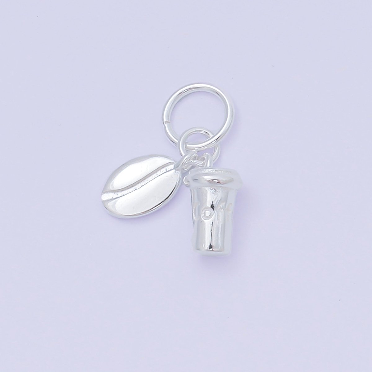 S925 Sterling Silver 9mm Ice Coffee Cup & Coffee Bean Set Charm | SL - 684 - DLUXCA