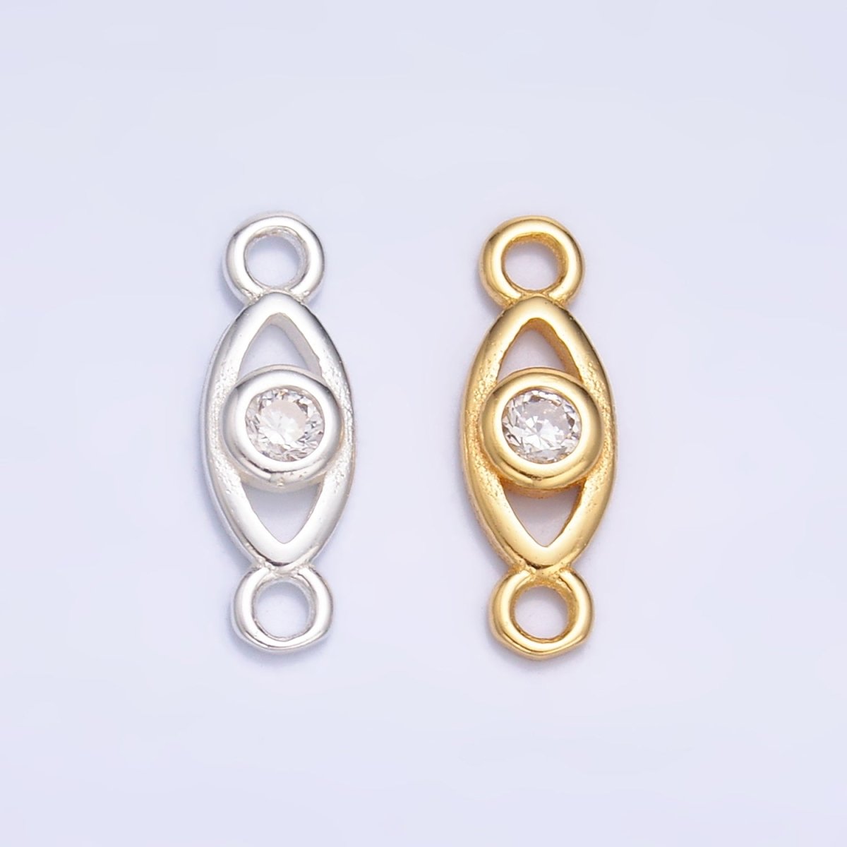 S925 Sterling Silver CZ Evil Eye Open Connector in Gold & Silver | SL - 610 - DLUXCA