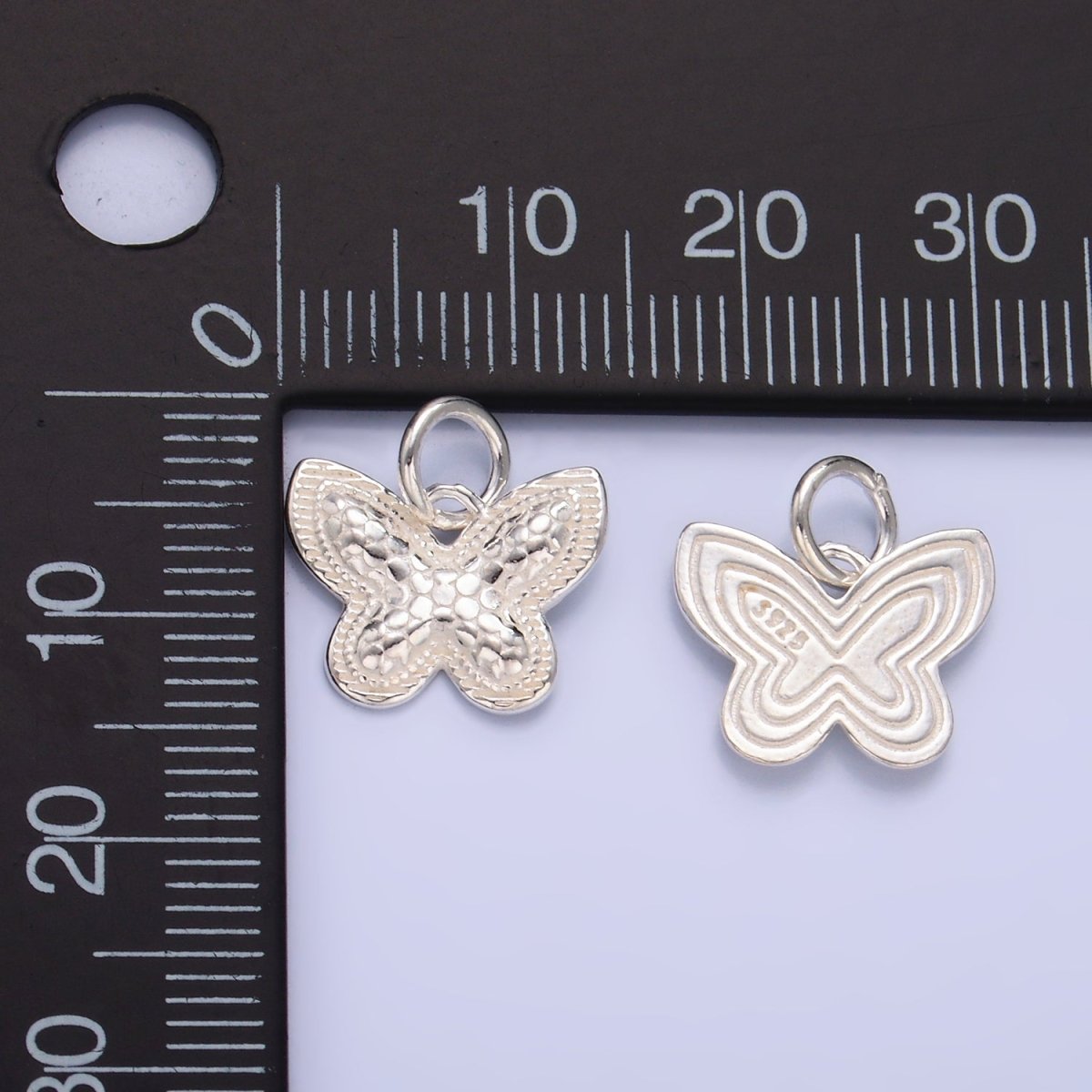 S925 Sterling Silver Dotted Geometric Butterfly Animal Charm | SL - 528 - DLUXCA