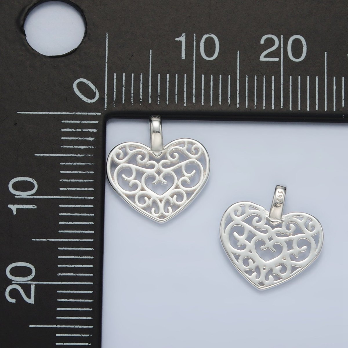 S925 Sterling Silver Filigree Open Heart Pendant | SL - 507 - DLUXCA