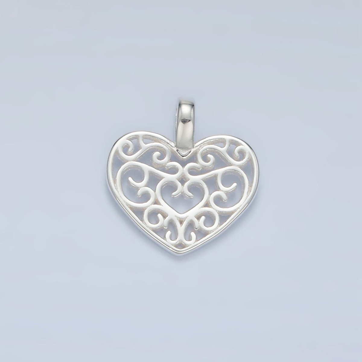 S925 Sterling Silver Filigree Open Heart Pendant | SL - 507 - DLUXCA