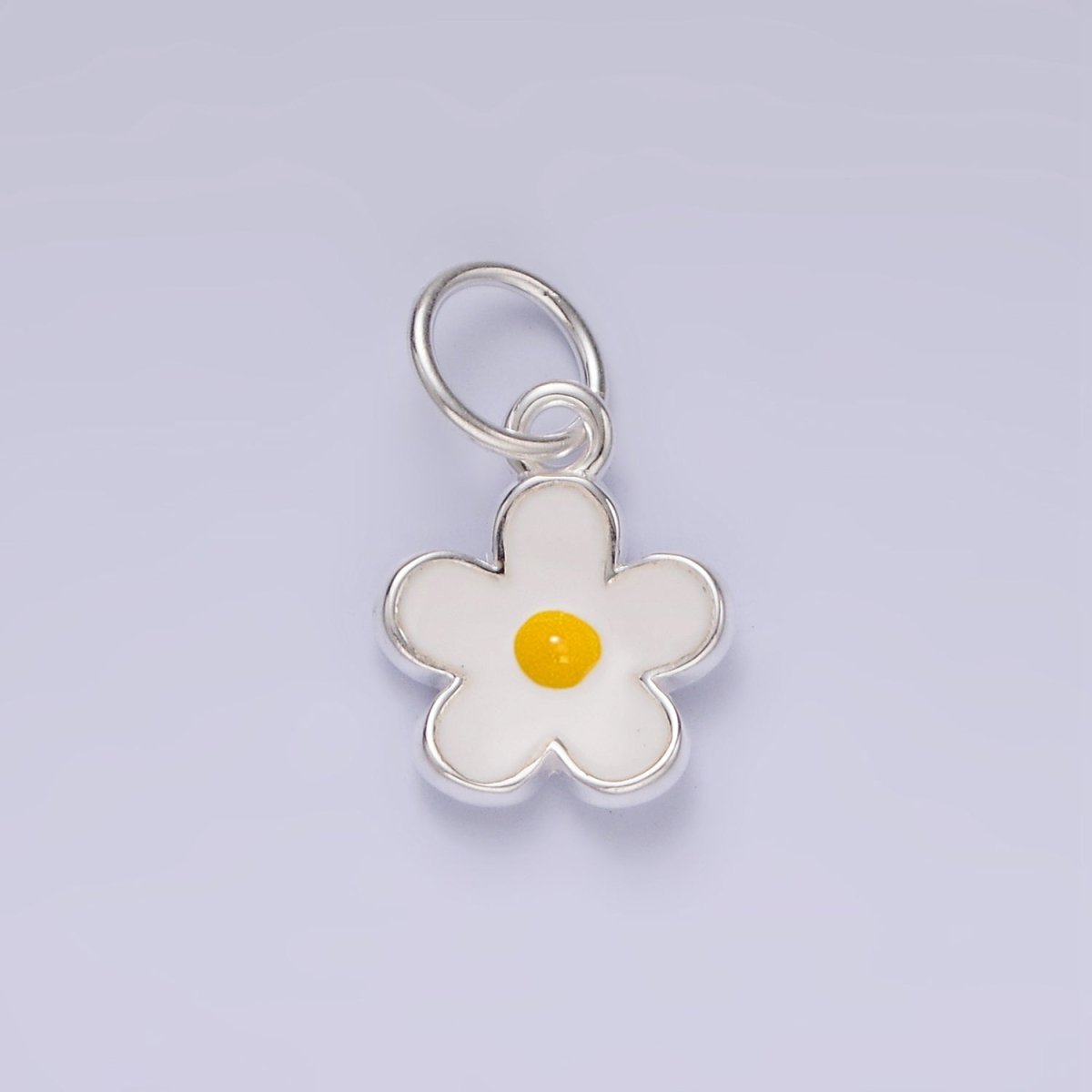 S925 Sterling Silver Flower Daisy Enamel Charm | SL - 426 - DLUXCA