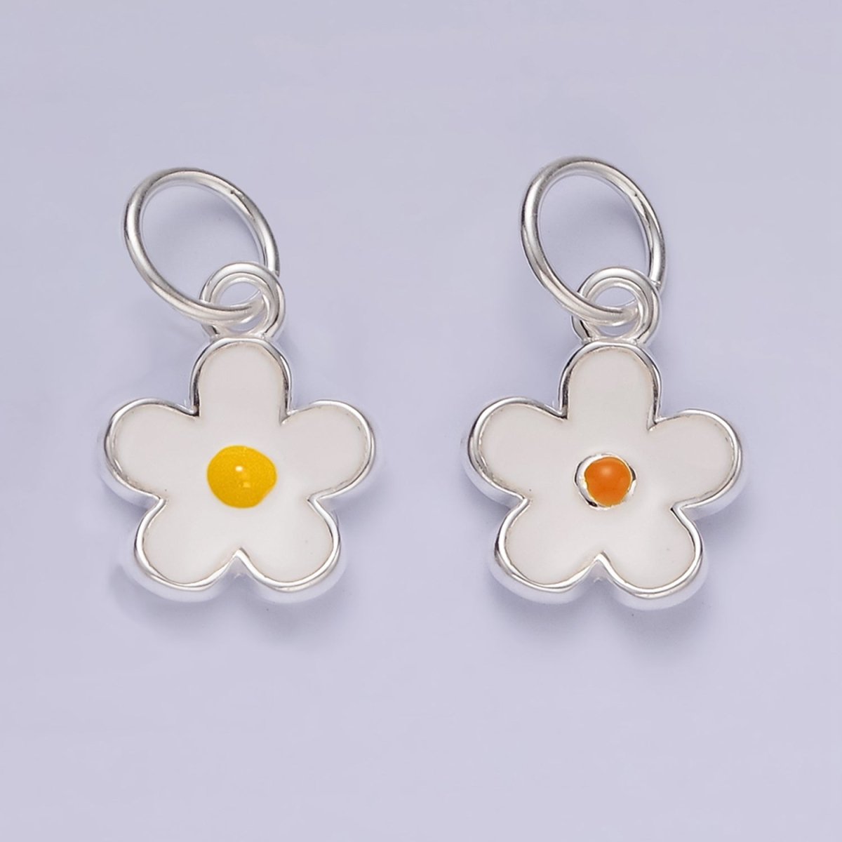 S925 Sterling Silver Flower Daisy Enamel Charm | SL - 426 - DLUXCA