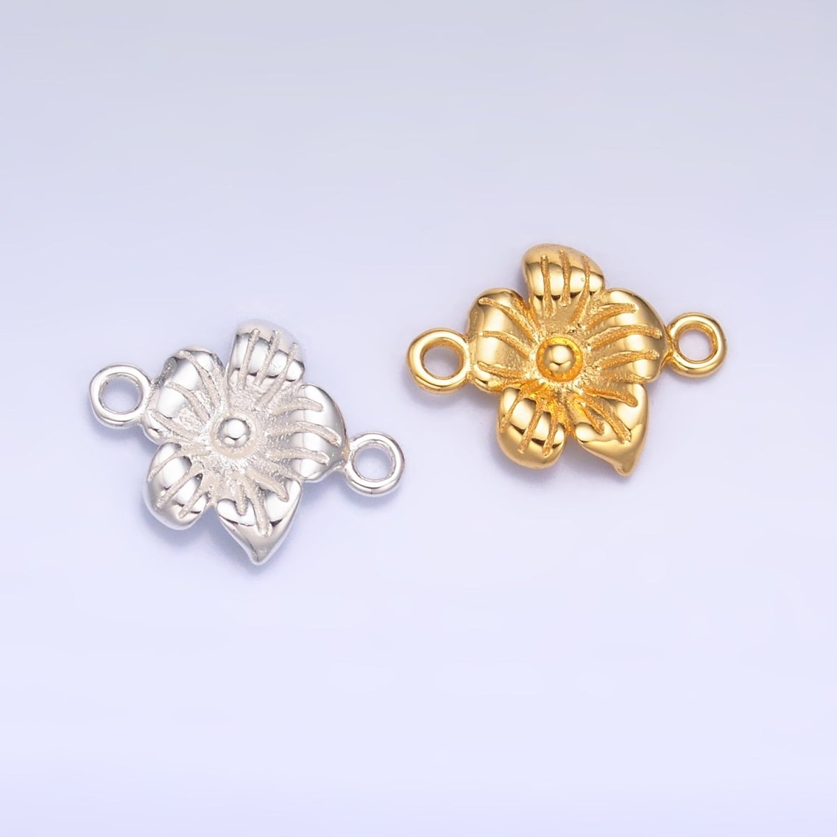 S925 Sterling Silver Flower Nature Connector in Gold & Silver | SL - 611 - DLUXCA