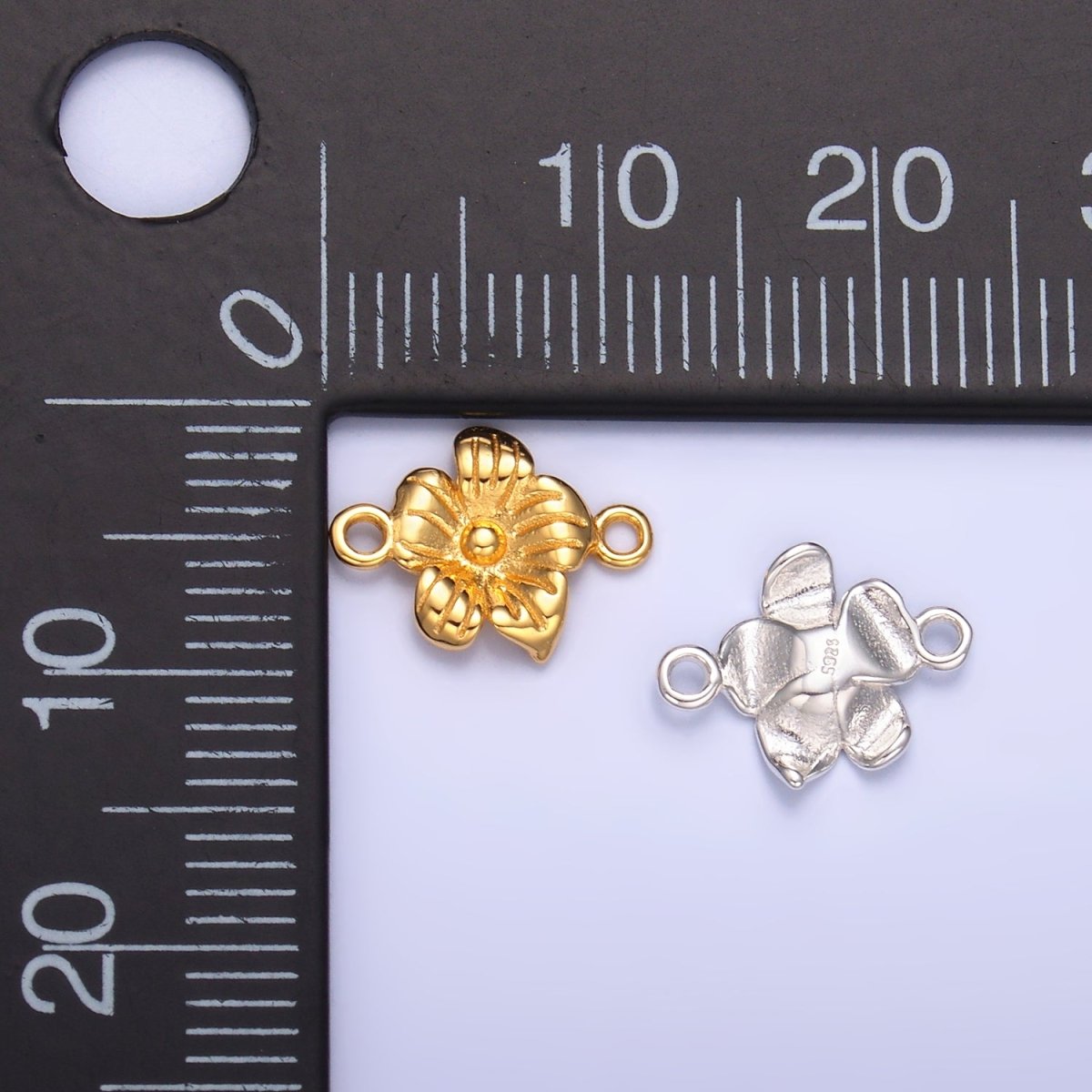 S925 Sterling Silver Flower Nature Connector in Gold & Silver | SL - 611 - DLUXCA
