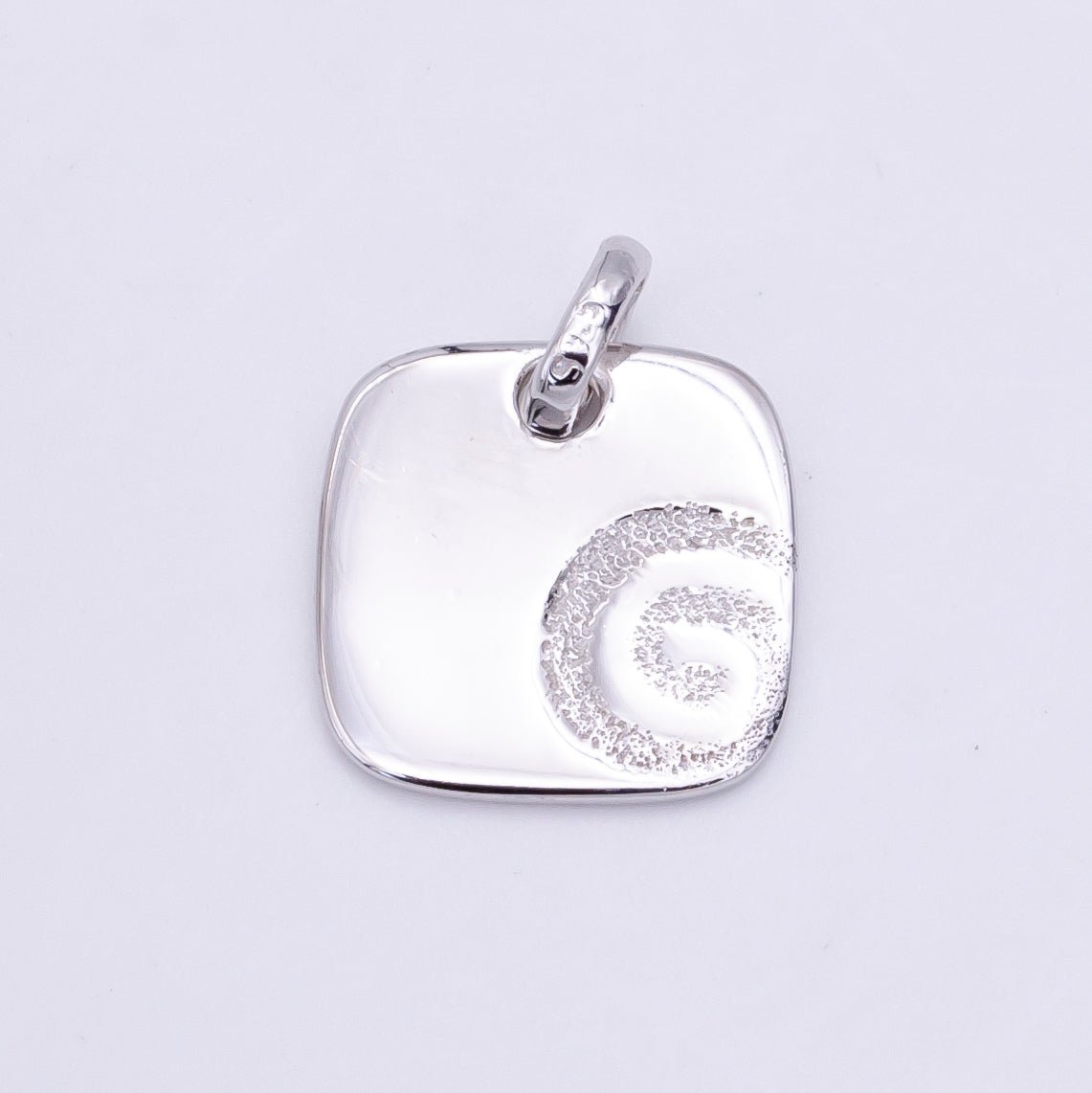 S925 Sterling Silver Geometric Circular Lined Square Pendant | SL - 498 - DLUXCA