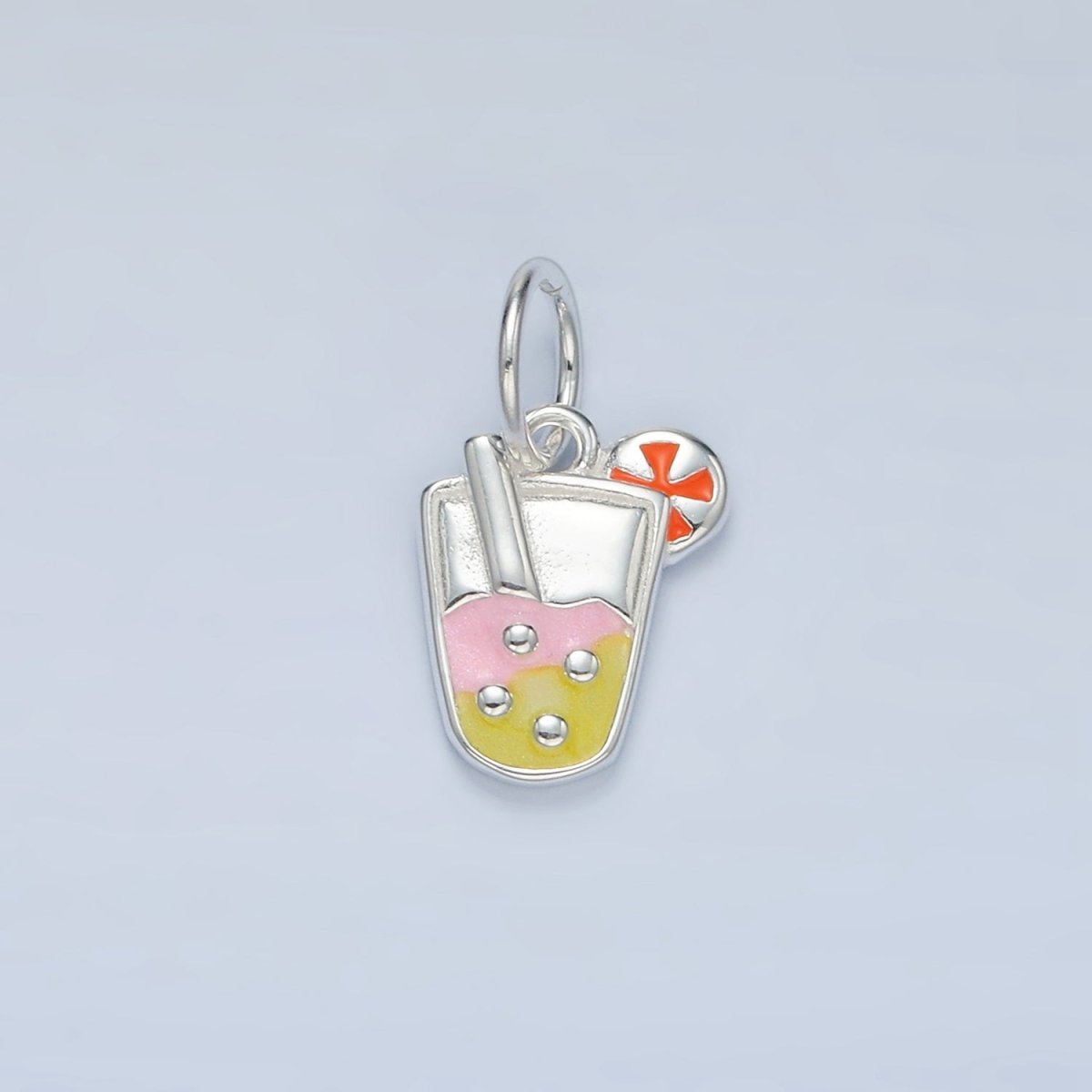 S925 Sterling Silver Iced Lemonade Summer Drink Enamel Mini Charm | SL - 251 - DLUXCA