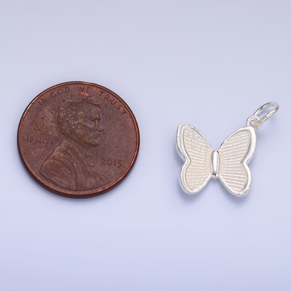 S925 Sterling Silver Line - Textured Butterfly Insect Charm | SL - 529 - DLUXCA