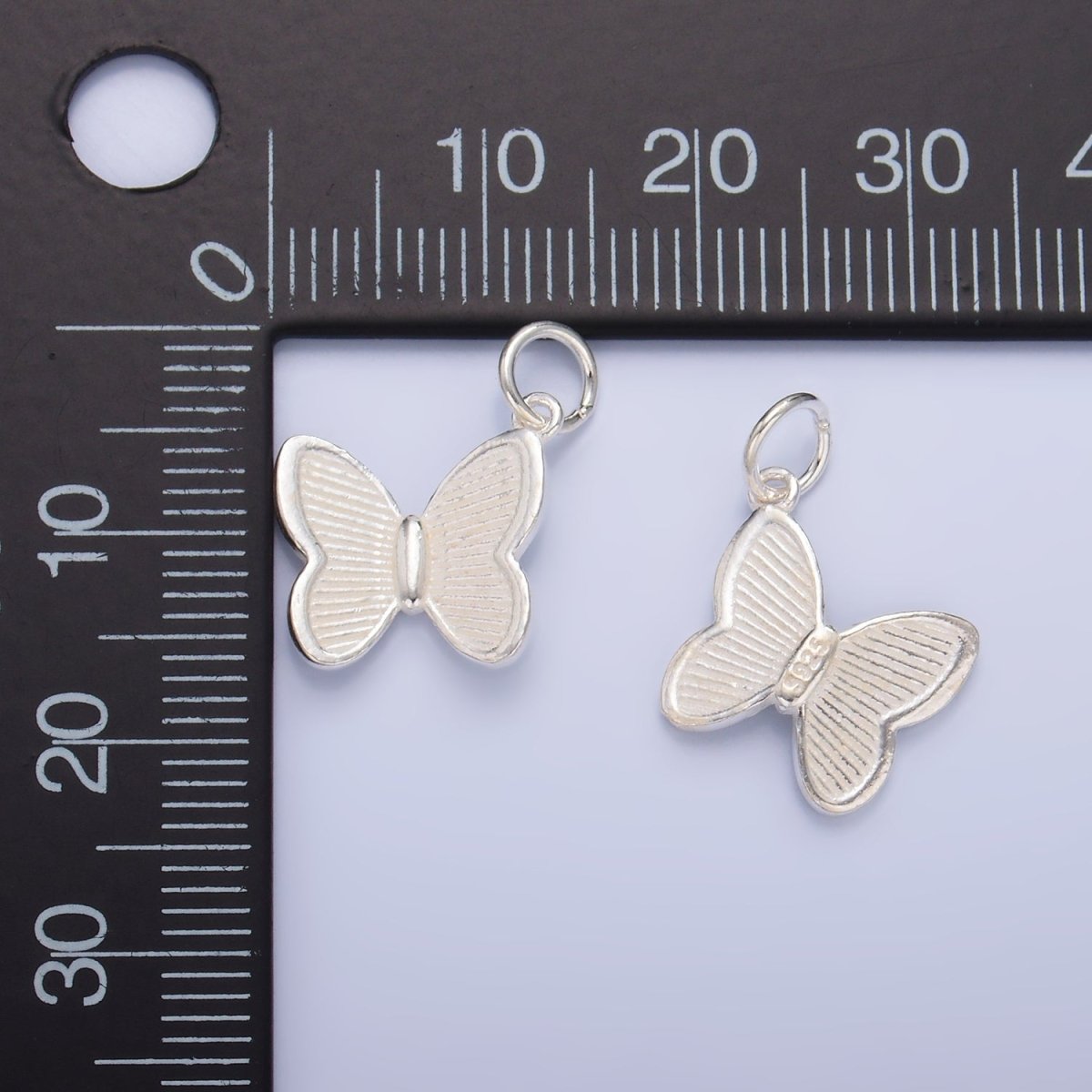 S925 Sterling Silver Line - Textured Butterfly Insect Charm | SL - 529 - DLUXCA