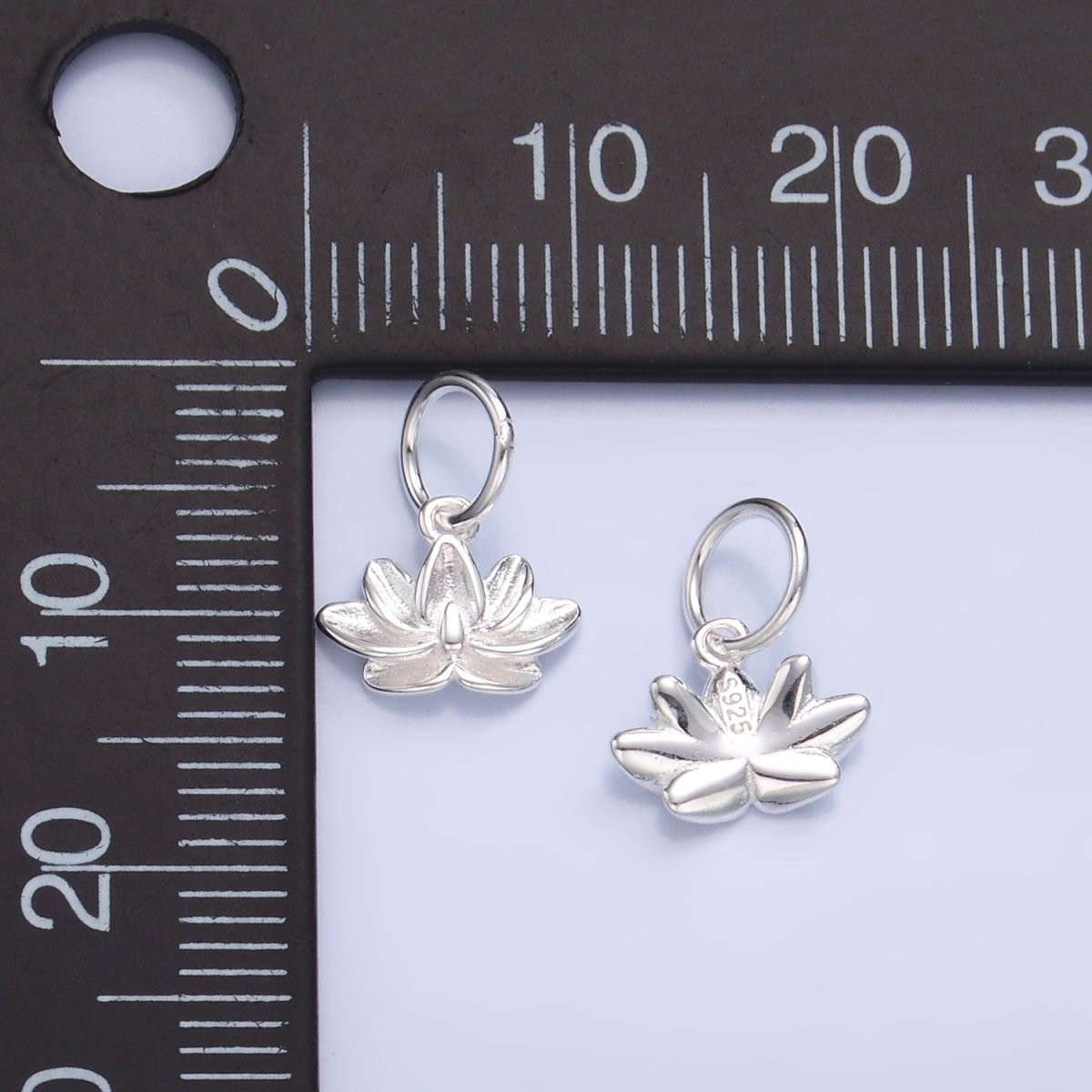 S925 Sterling Silver Lotus Flower Floral Charm | SL - 519 - DLUXCA