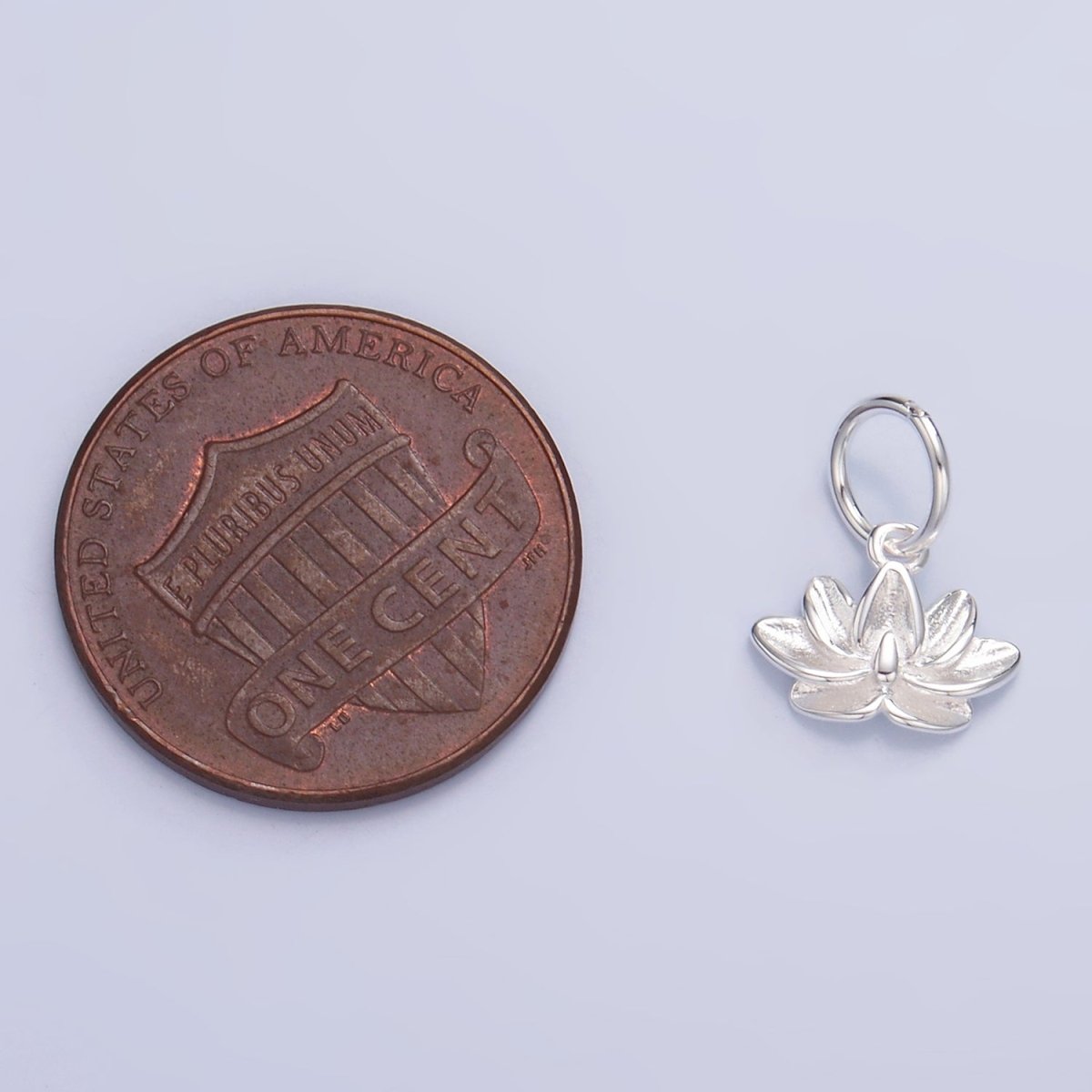 S925 Sterling Silver Lotus Flower Floral Charm | SL - 519 - DLUXCA