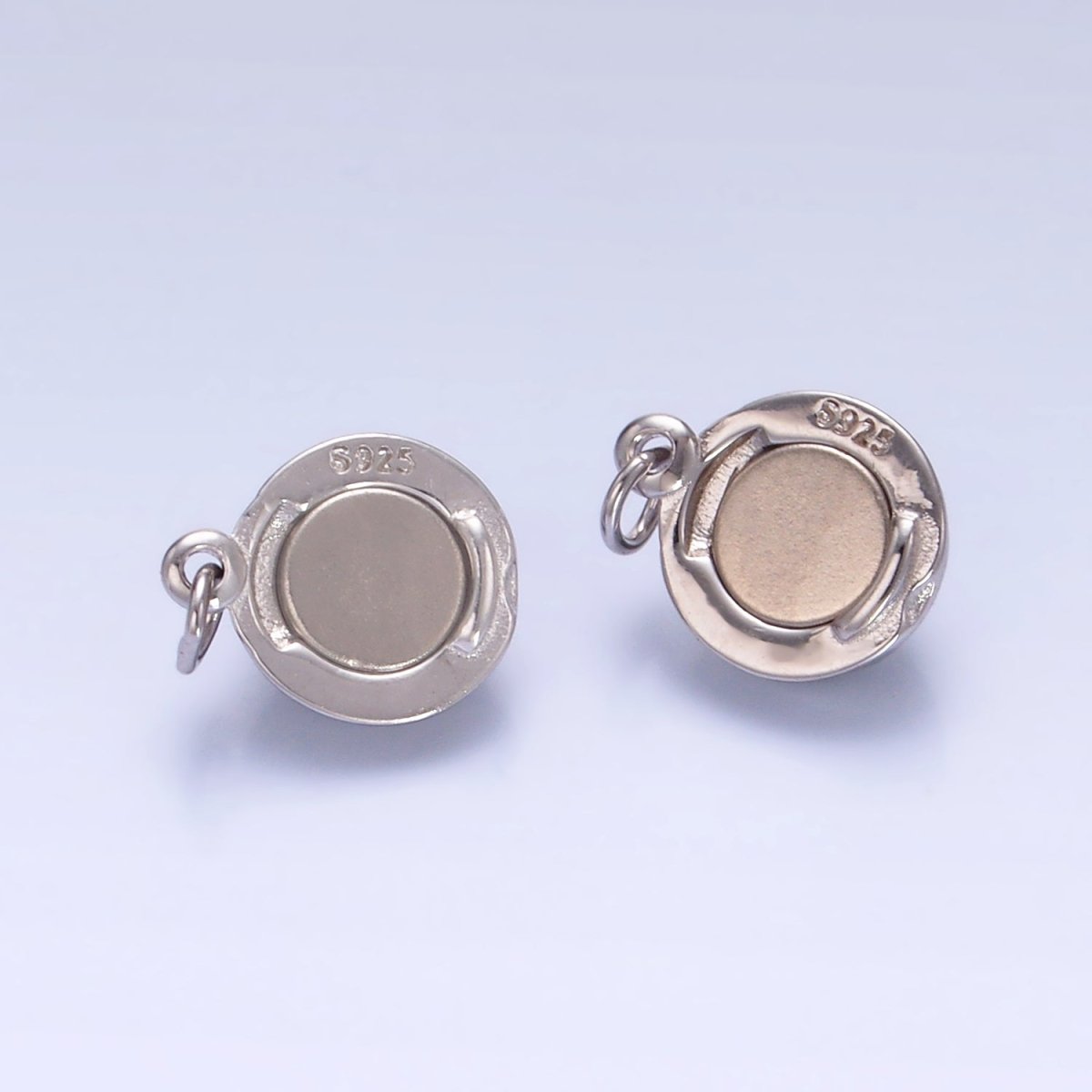 S925 Sterling Silver Magnetic Ribbed Round Charm Set | SL - 548 - DLUXCA