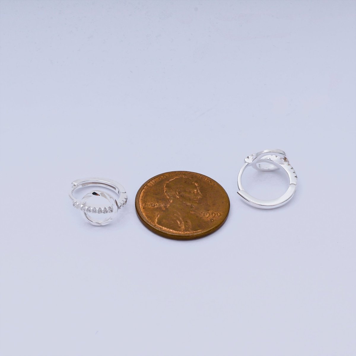 S925 Sterling Silver Micro Paved CZ Round - Cage Hinged Hoop Earrings | SL - 660 - DLUXCA
