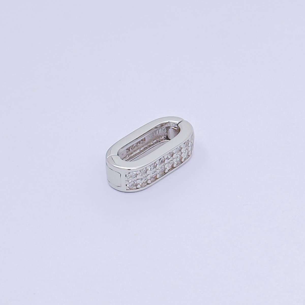 S925 Sterling Silver Micro Paved CZ Snap Clasp Closure Finding Supply | SL - 673 - DLUXCA