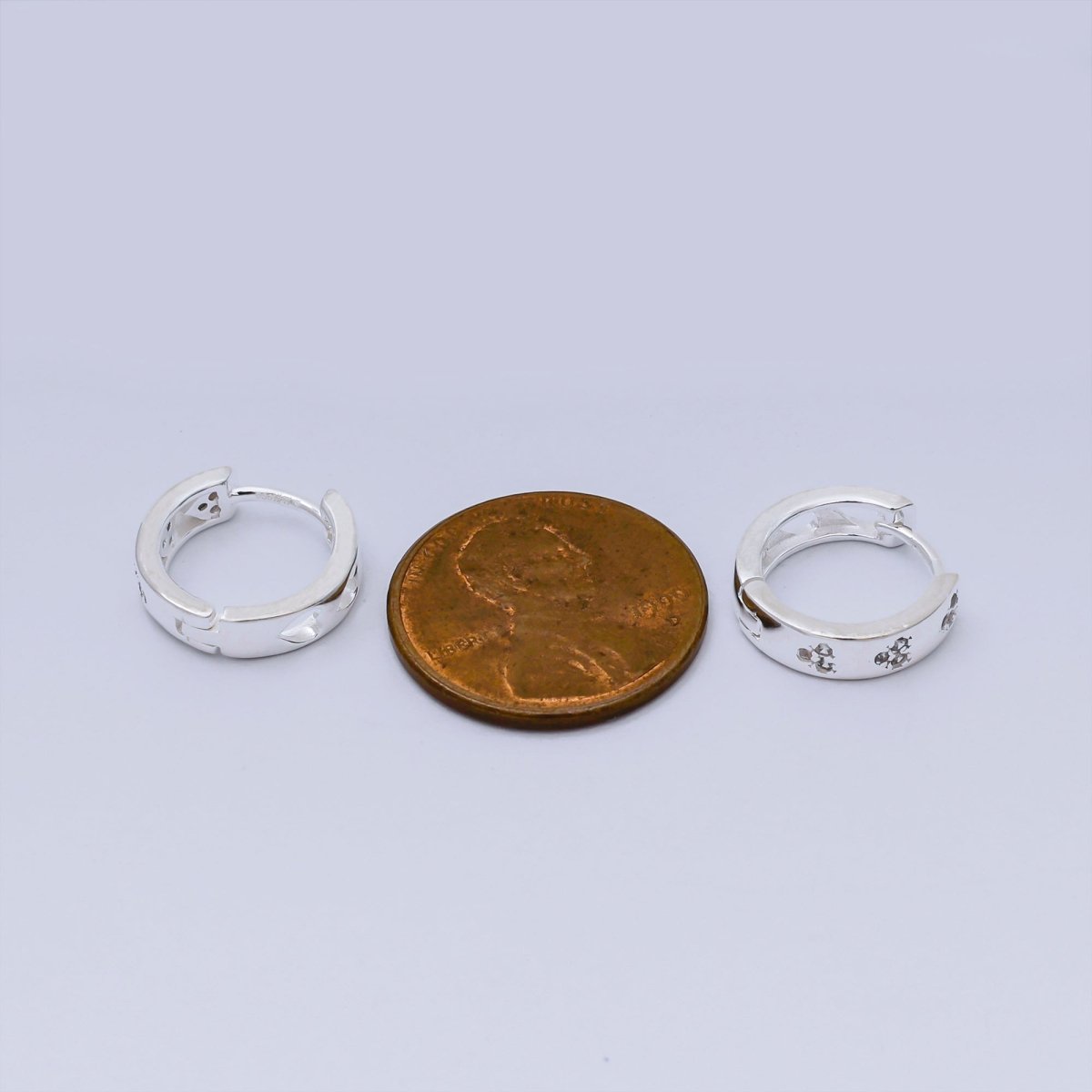 S925 Sterling Silver Micro Paved CZ Three Stars CZ Stones Hinged Hoop Huggie Earrings | SL - 664 - DLUXCA