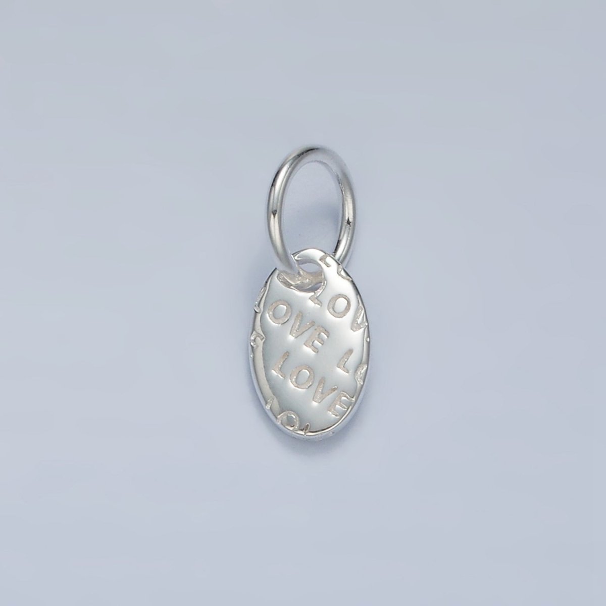 S925 Sterling Silver Mini "Love" Script Oval Tag Charm | SL - 030 - DLUXCA