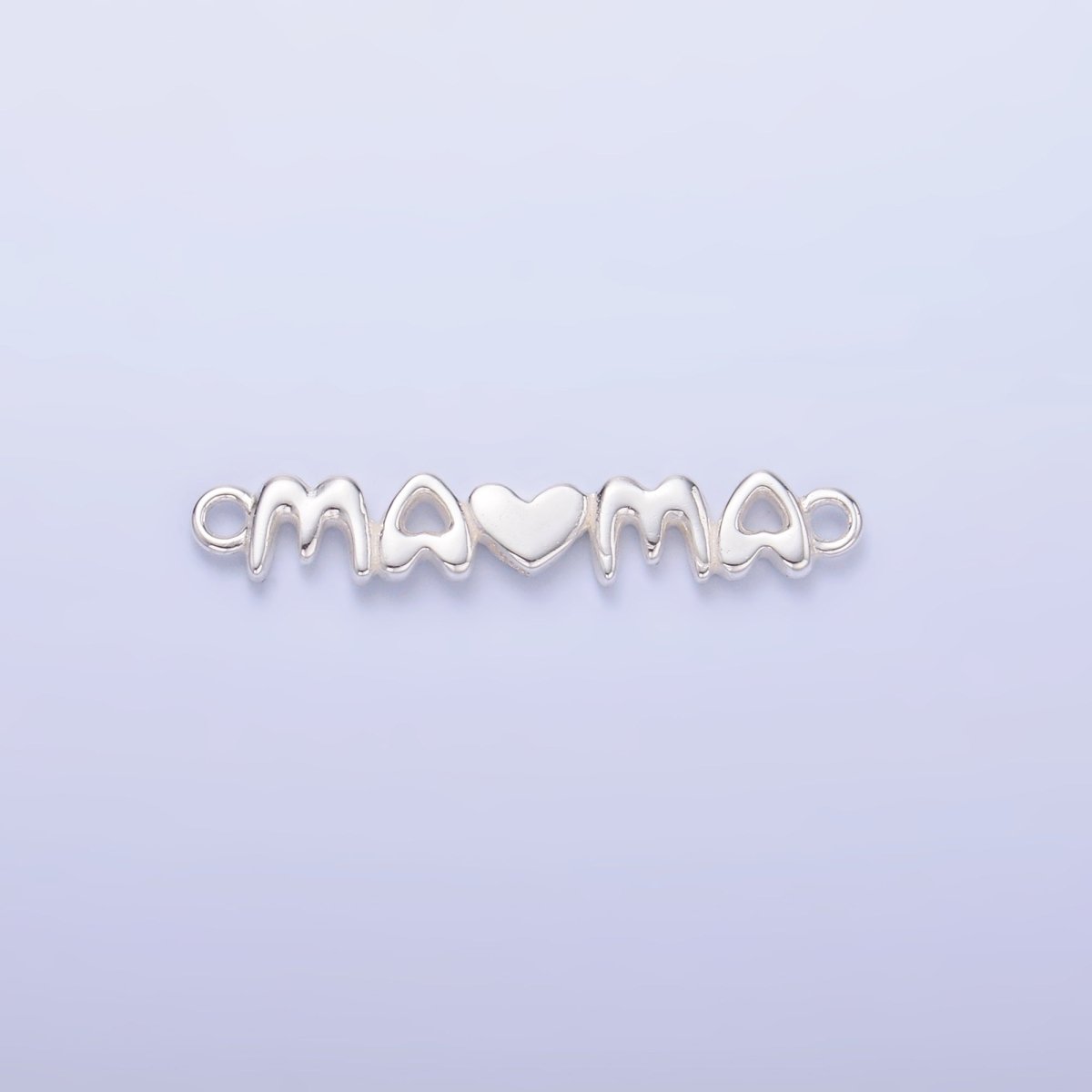 S925 Sterling Silver Mini "Mama" Heart Script Connector | SL - 635 - DLUXCA