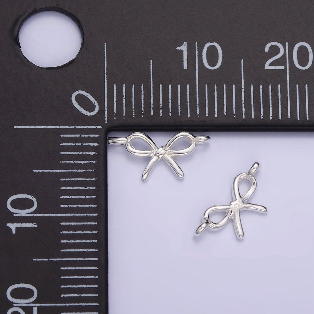 S925 Sterling Silver Mini Minimalist Bow Ribbon Connector | SL-490 - DLUXCA