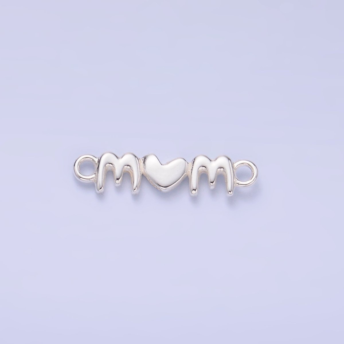 S925 Sterling Silver Mini "Mom" Word Charm Connector | SL - 636 - DLUXCA