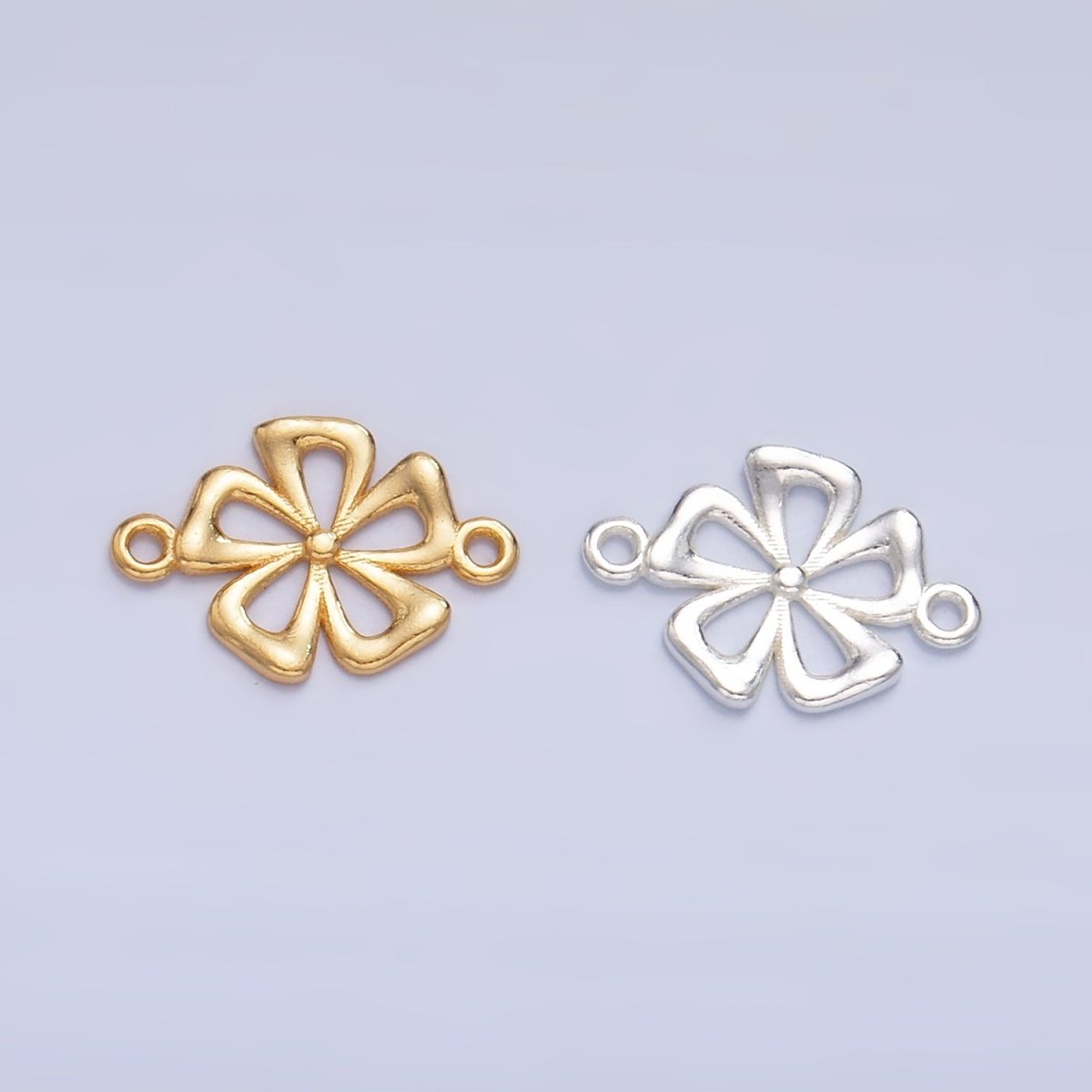 S925 Sterling Silver Minimalist Flower Connector in Gold & Silver | SL - 520 - DLUXCA