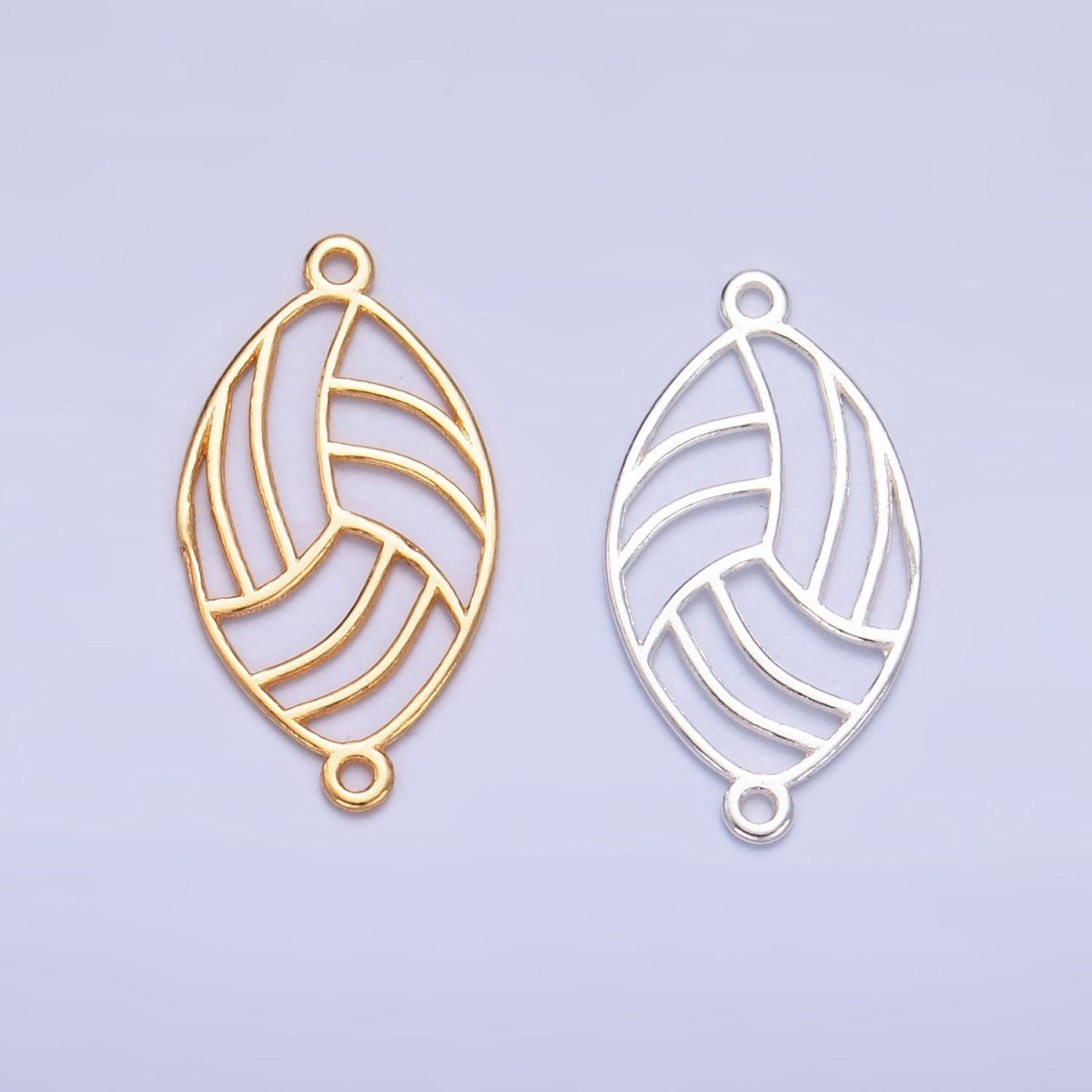 S925 Sterling Silver Minimalist Football Sports Connector in Gold & Silver | SL - 584 - DLUXCA