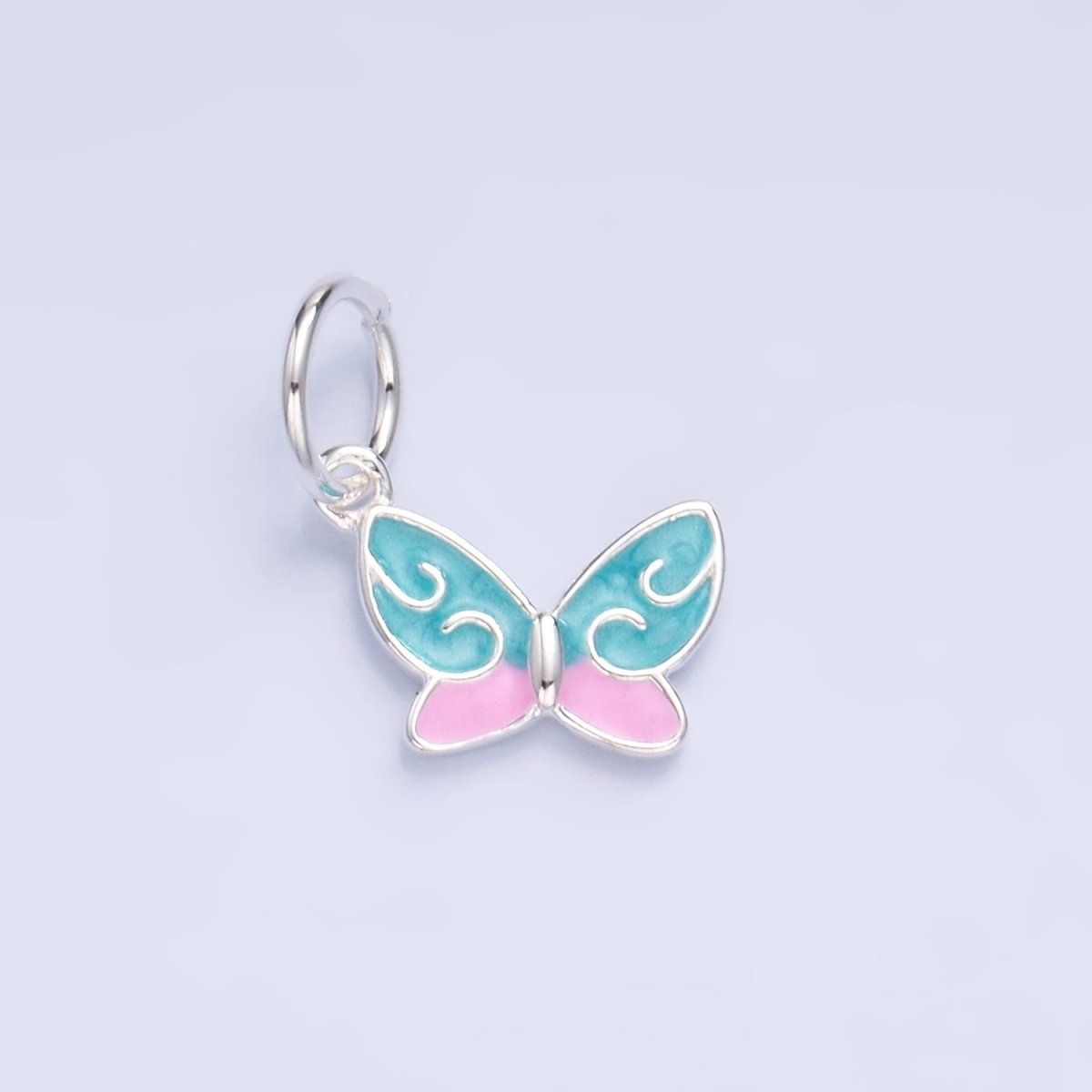 S925 Sterling Silver Multicolor Enamel Butterfly Charm | SL - 527 - DLUXCA