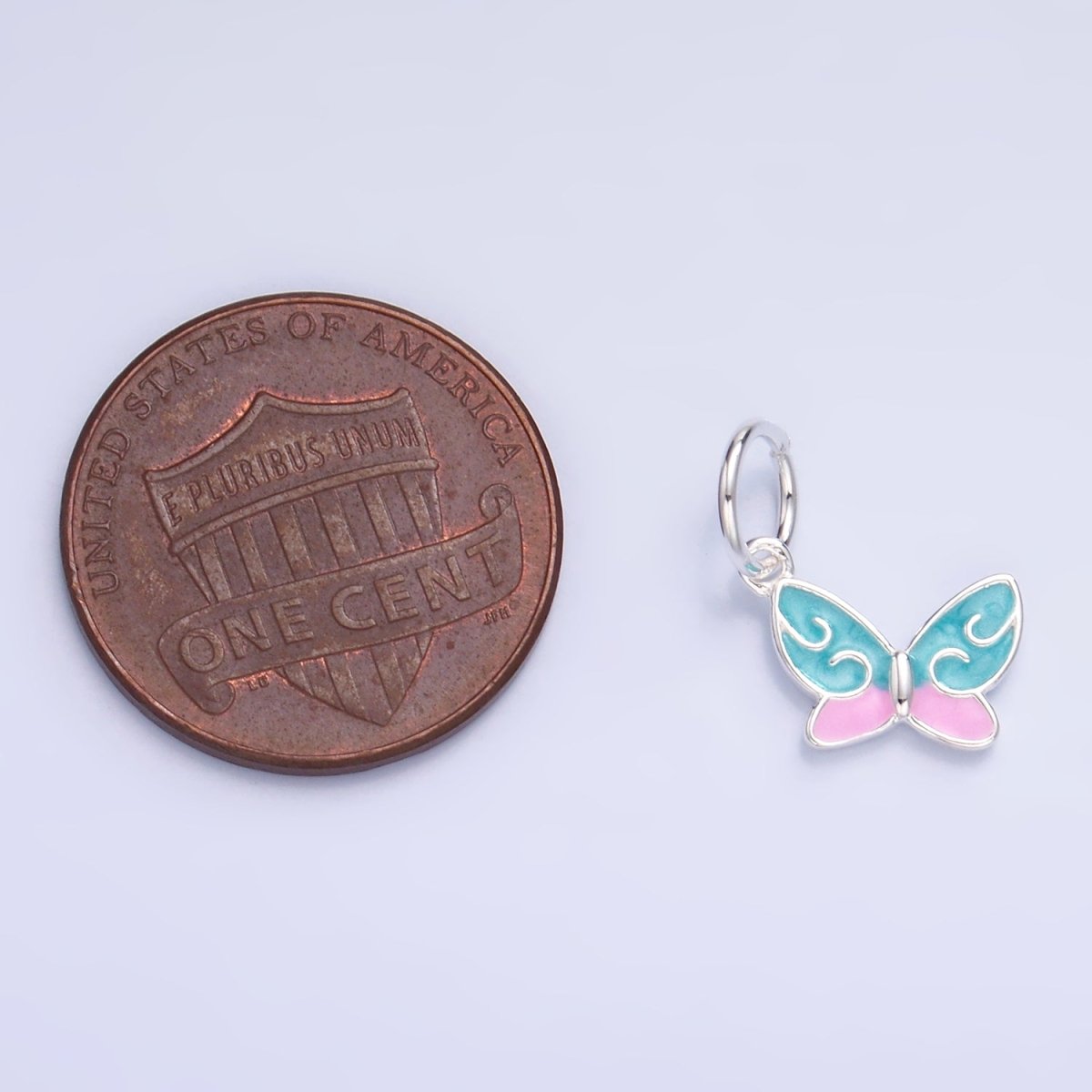 S925 Sterling Silver Multicolor Enamel Butterfly Charm | SL - 527 - DLUXCA