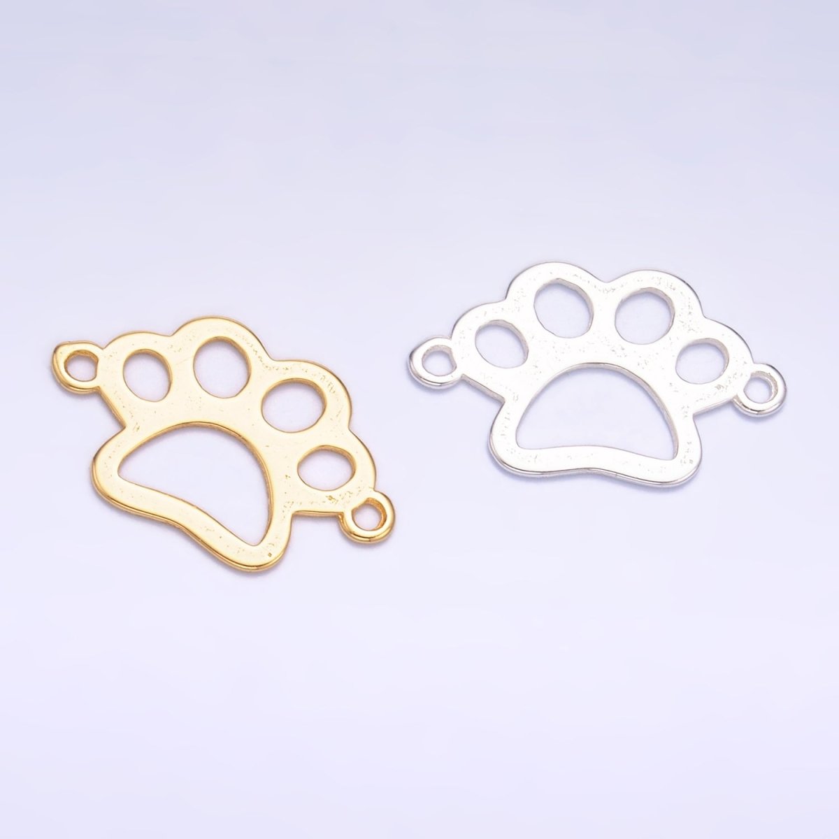 S925 Sterling Silver Open Pet Paw Print Connector in Gold & Silver | SL - 616 - DLUXCA