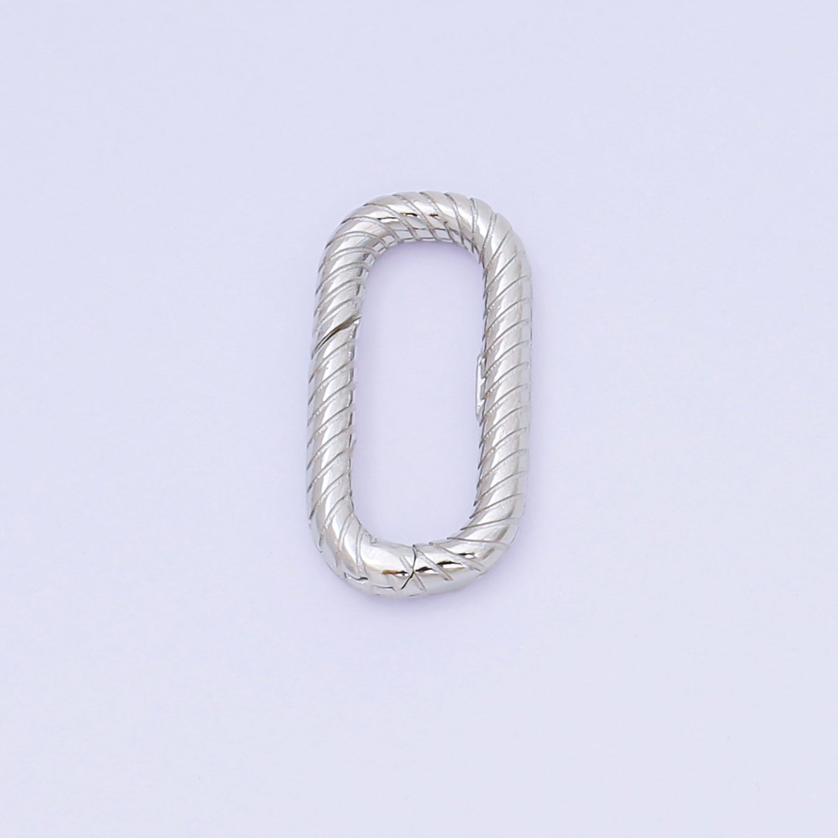 S925 Sterling Silver Oval Textured Spring Clasps Rope Charm Holder | SL - 672 - DLUXCA