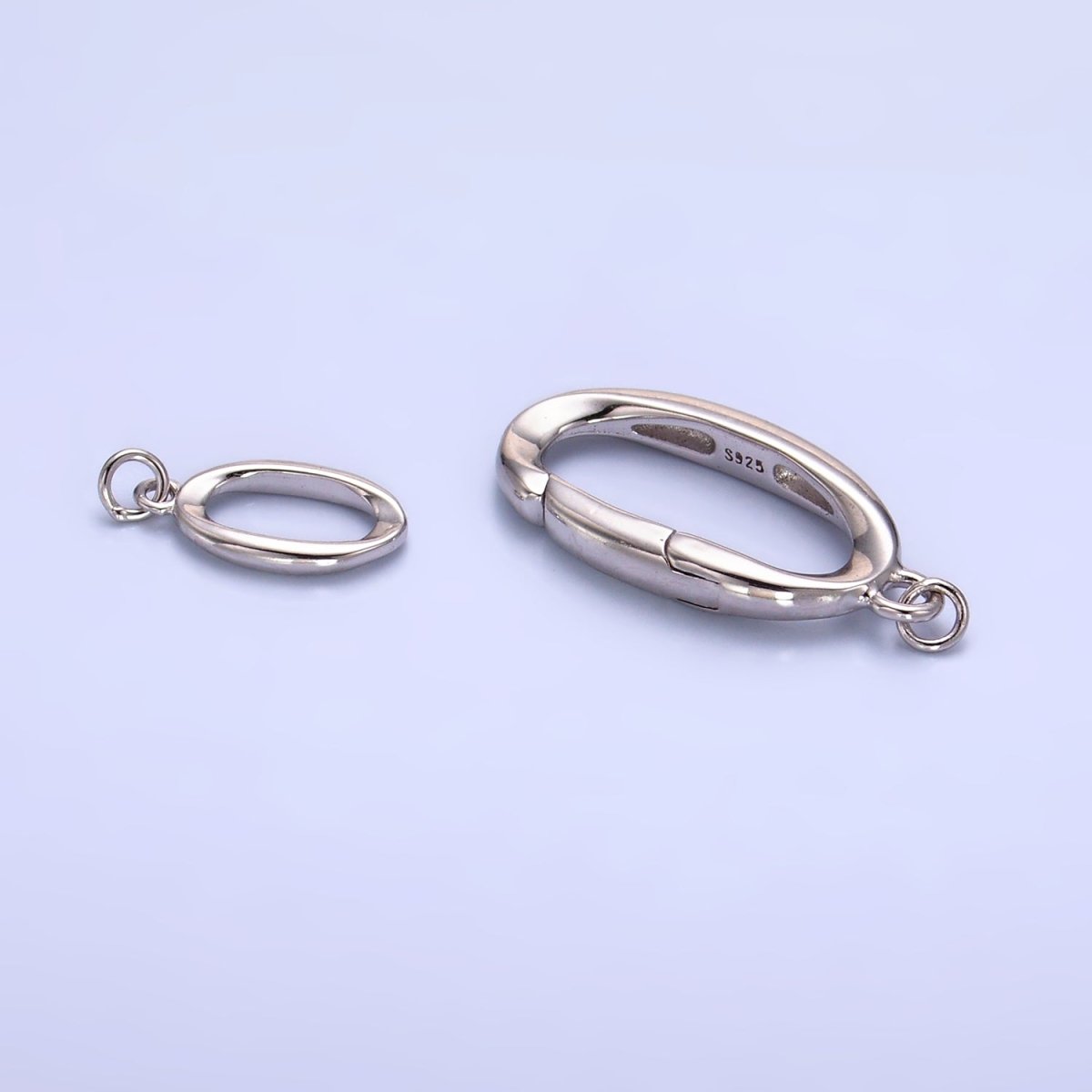 S925 Sterling Silver Push Gate Oblong Finding Set | SL - 546 - DLUXCA