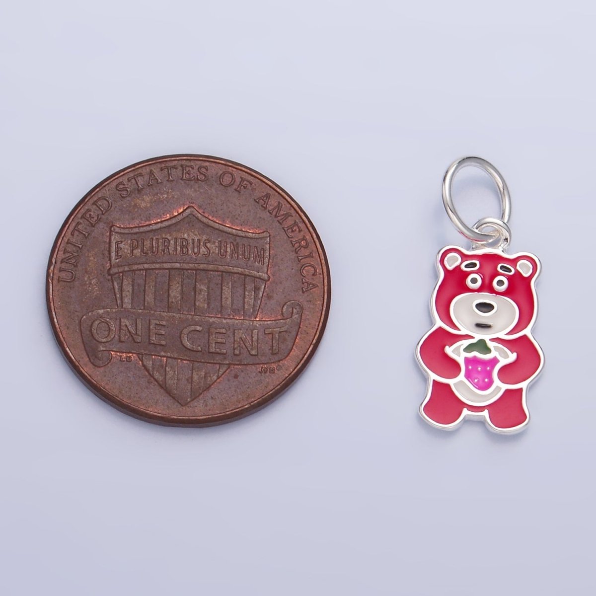 S925 Sterling Silver Red Enamel Teddy Bear Animal Charm | SL - 518 - DLUXCA